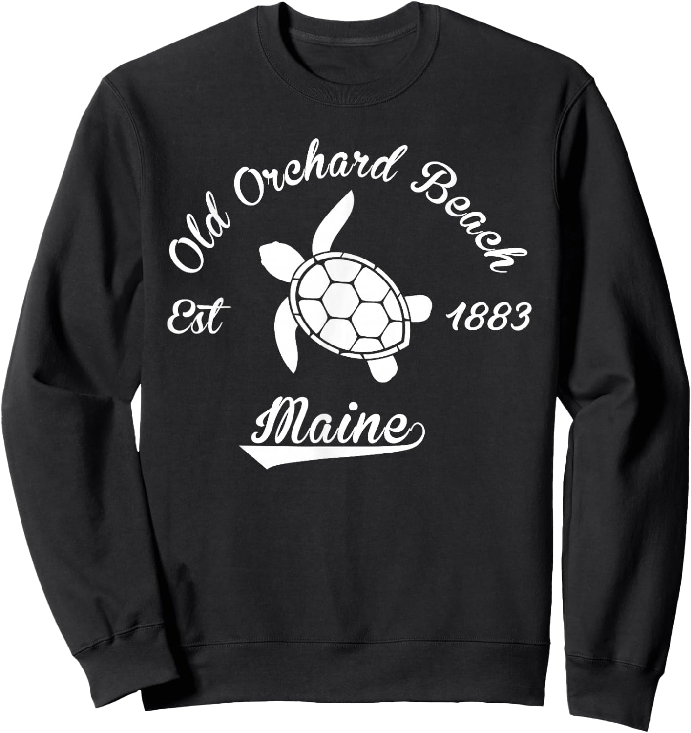 Nautical Old Orchard Beach Maine Sea Turtle Sweatshirt - Sweatshirt | Black