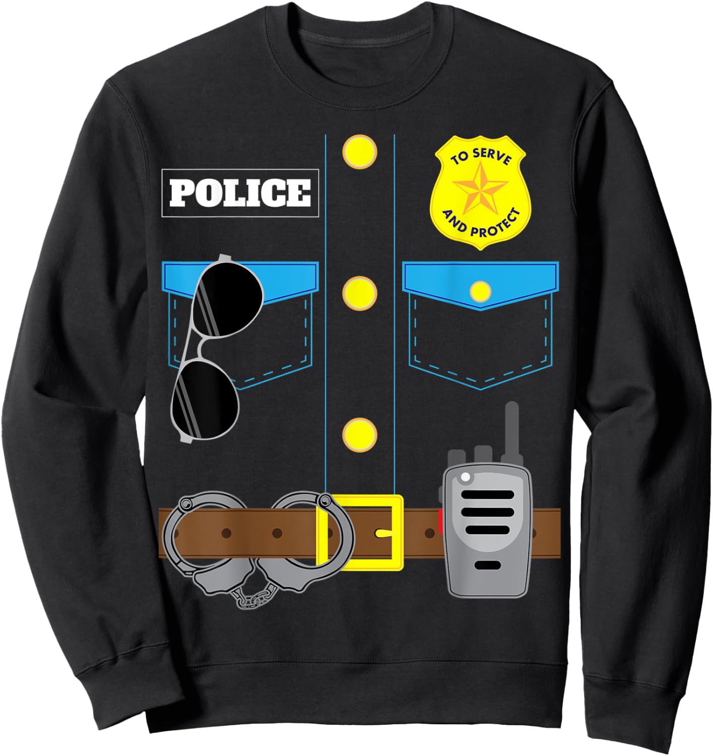Police Officer Simple Halloween Costume Policeman Dress Up Sweatshirt - Sweatshirt | Black