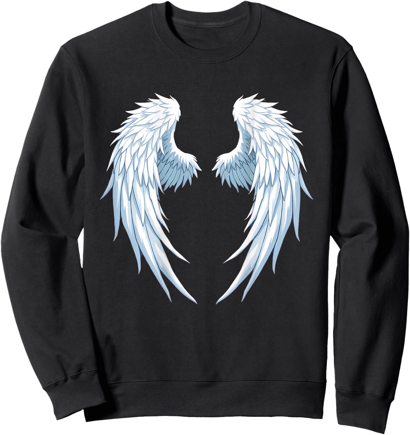 White Angel Wings Graphic On the Back Sweatshirt - Sweatshirt | Black