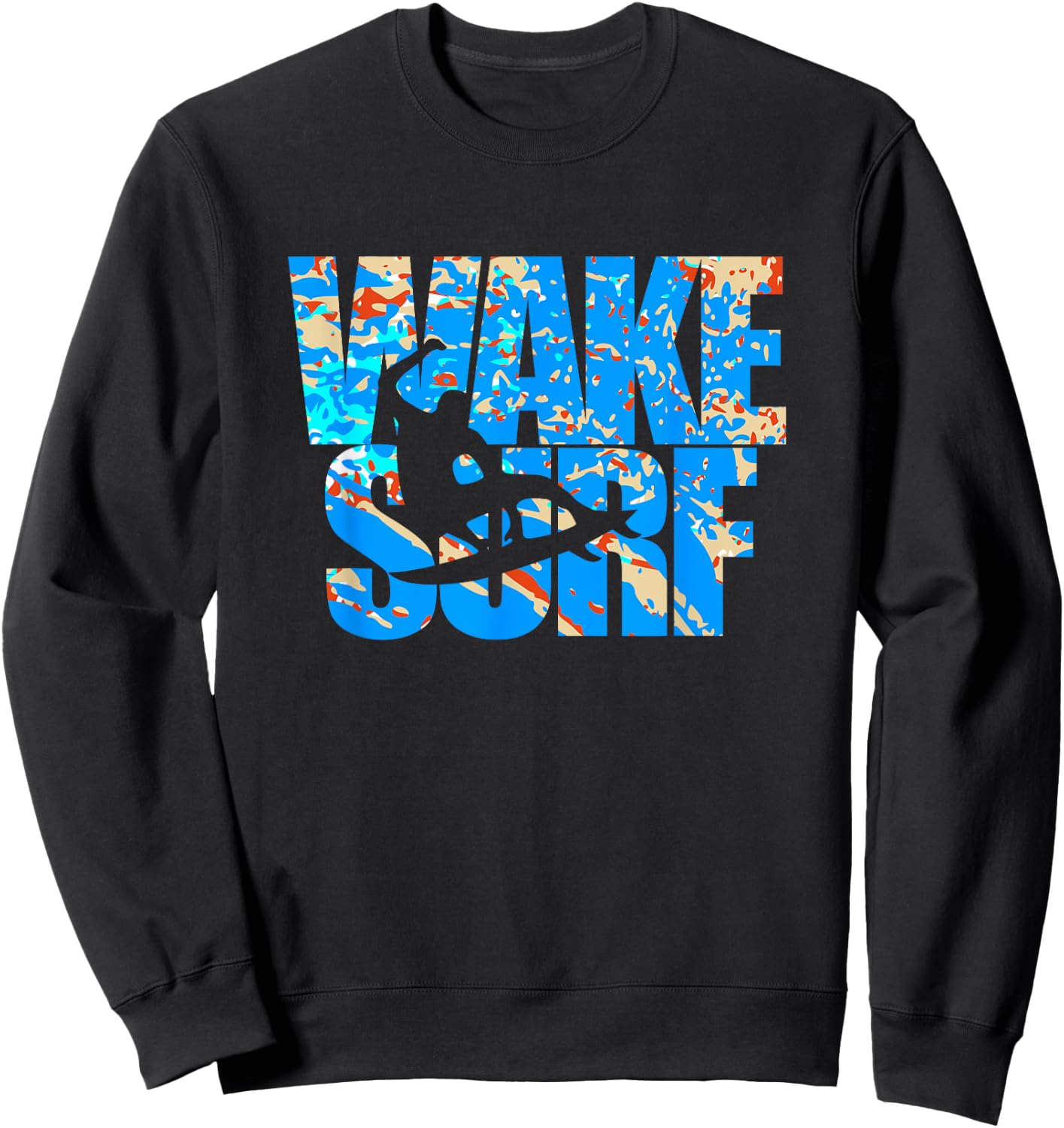 Wake Surf Wakesurfing T Shirt Boat Lake Board Surfboard Sweatshirt - Sweatshirt | Black