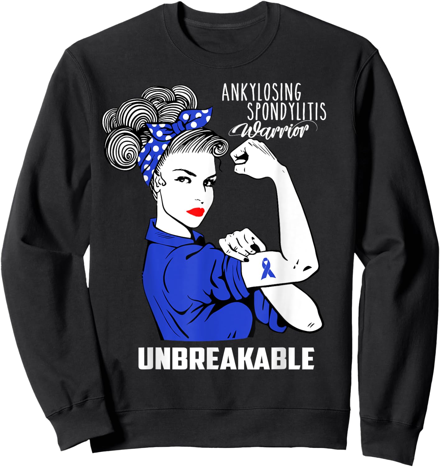 Ankylosing Spondylitis Warrior Unbreakable Shirt Awareness Sweatshirt - Sweatshirt | Black