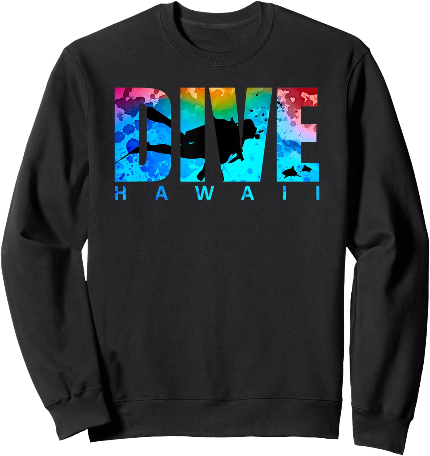 DIVE HAWAII Sharks Sunset Scuba Diving Snorkeling Vacation Sweatshirt - Sweatshirt | Black