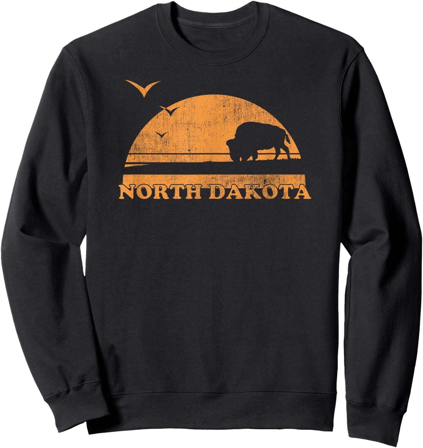 Vintage North Dakota 70s 80s Sunrise - ND Distressed Sweatshirt - Sweatshirt | Black