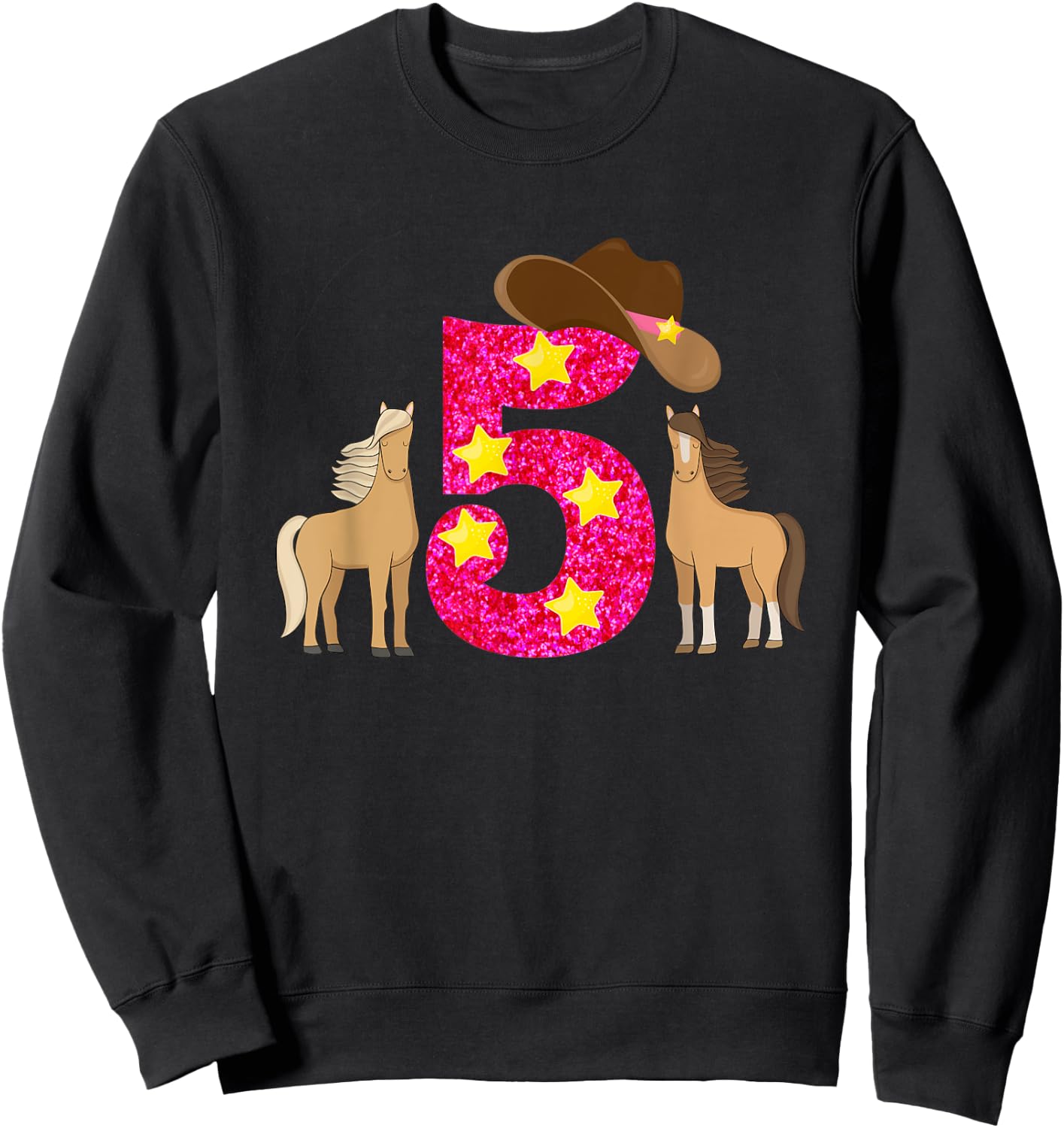 5 Year Old Cowgirl Birthday Sweatshirt - Sweatshirt | Black