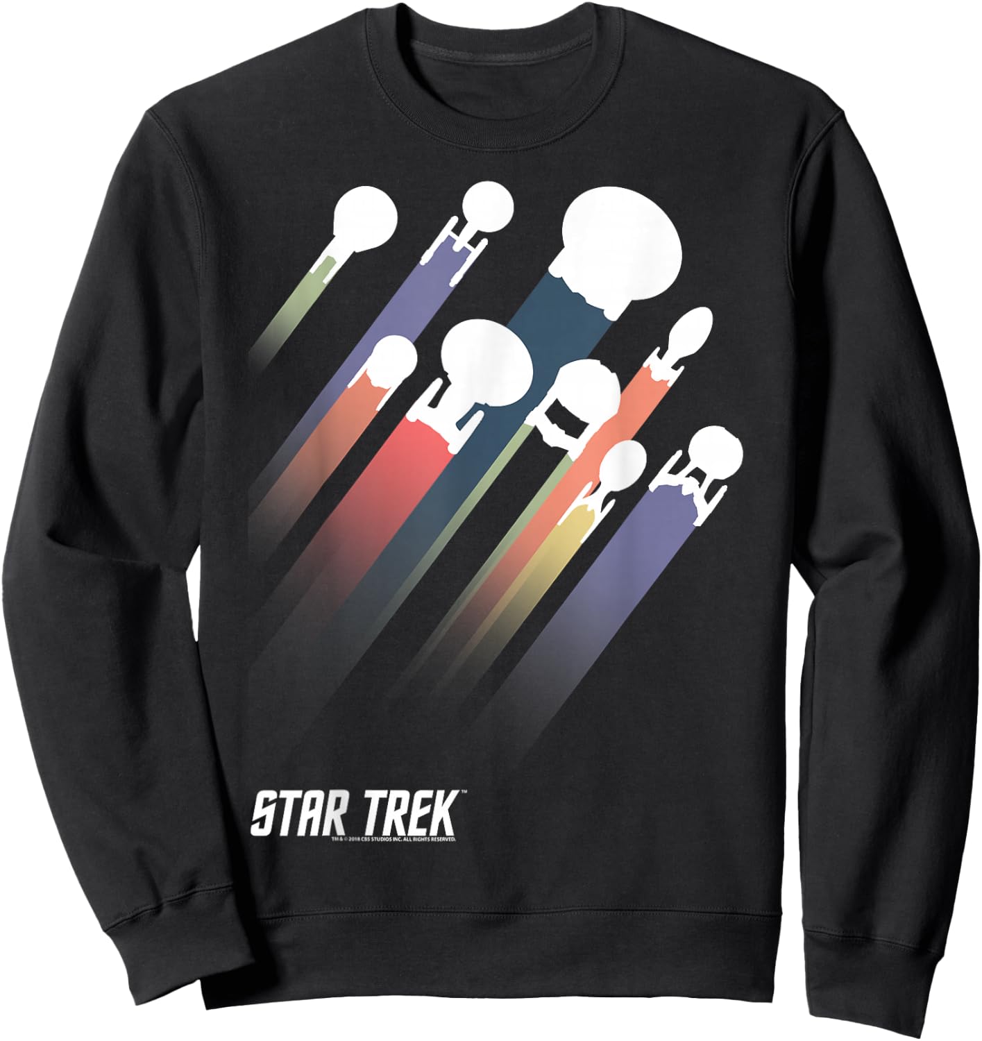 Star Trek Federation Ships Rainbow Stripe Sweatshirt - Sweatshirt | Black
