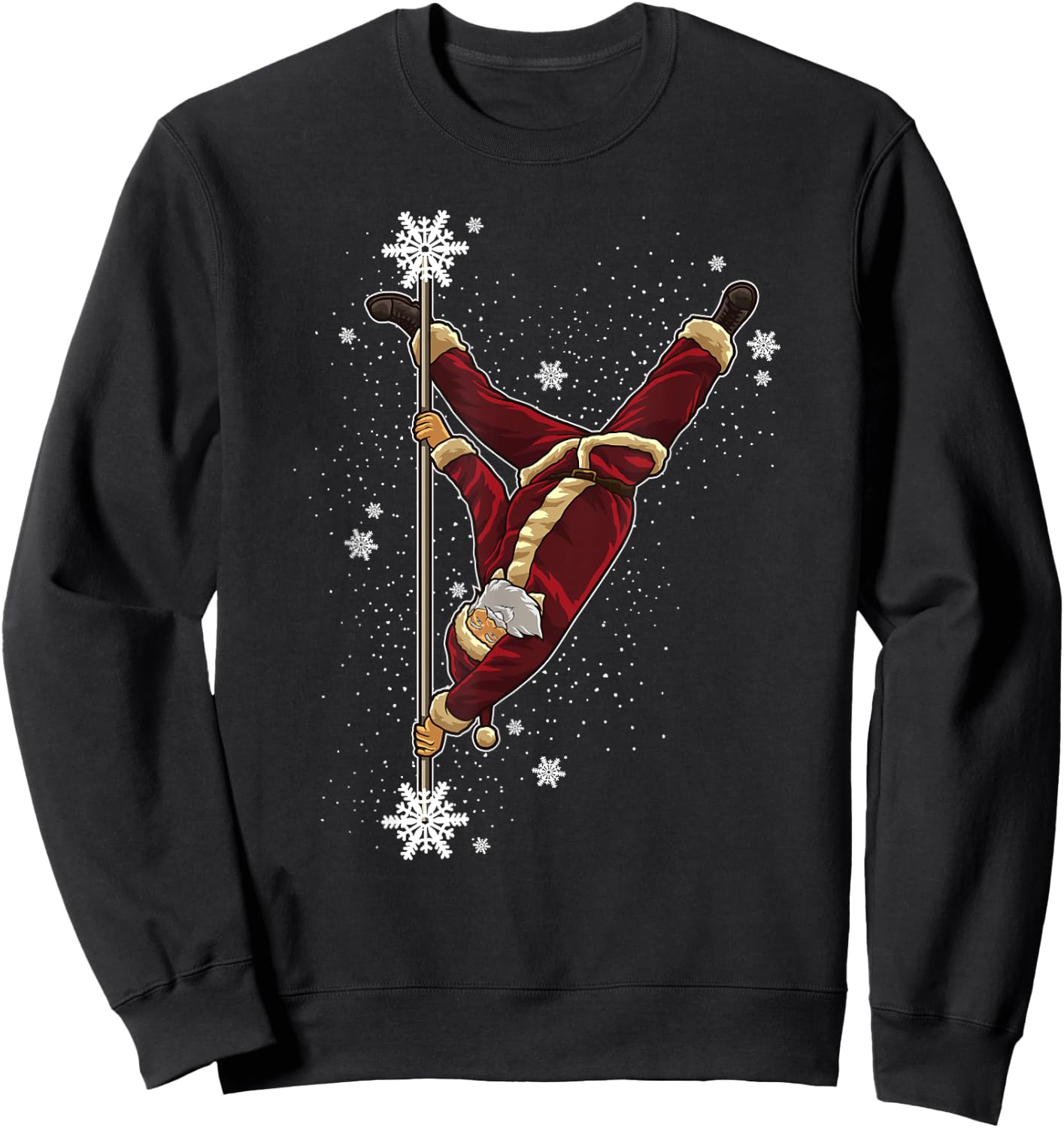 Pole Dance Santa Claus - Pole Fitness During Xmas Time Sweatshirt - Sweatshirt | Black
