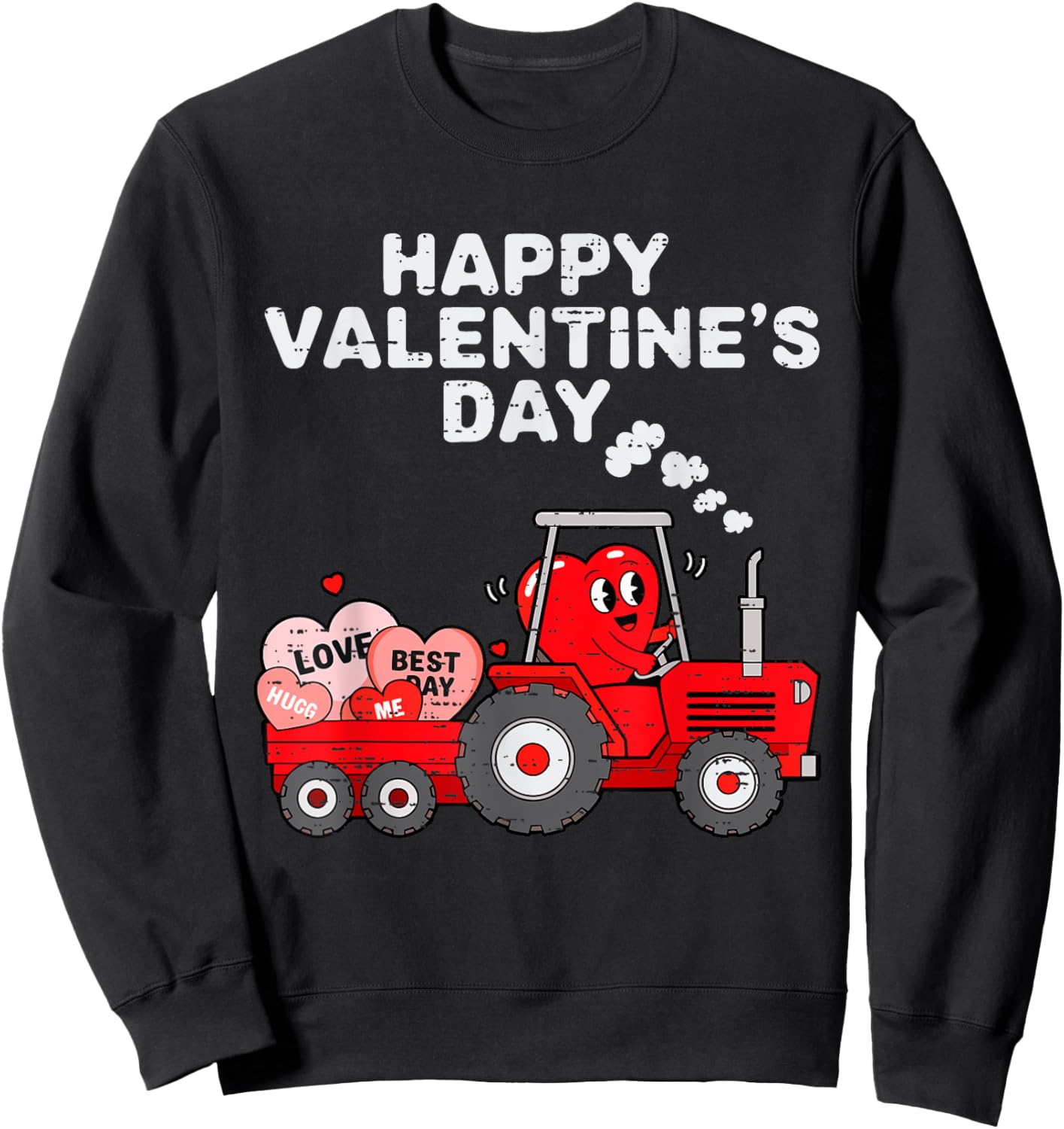 Valentines Day Heart In Tractor Funny Farm Toddler Boys Kids Sweatshirt - Sweatshirt | Black