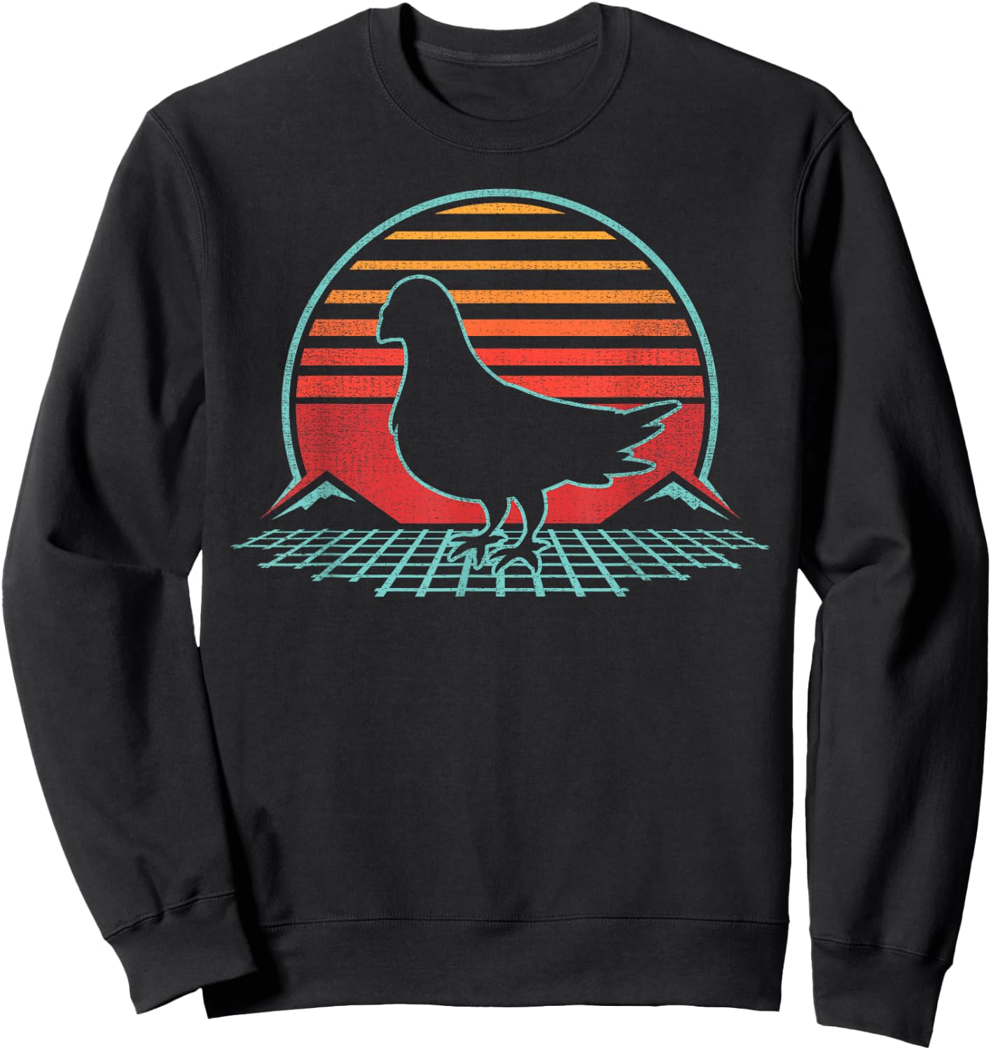 Pigeon Lover Bird Animal Retro Vintage 80s Style Sweatshirt - Sweatshirt | Black