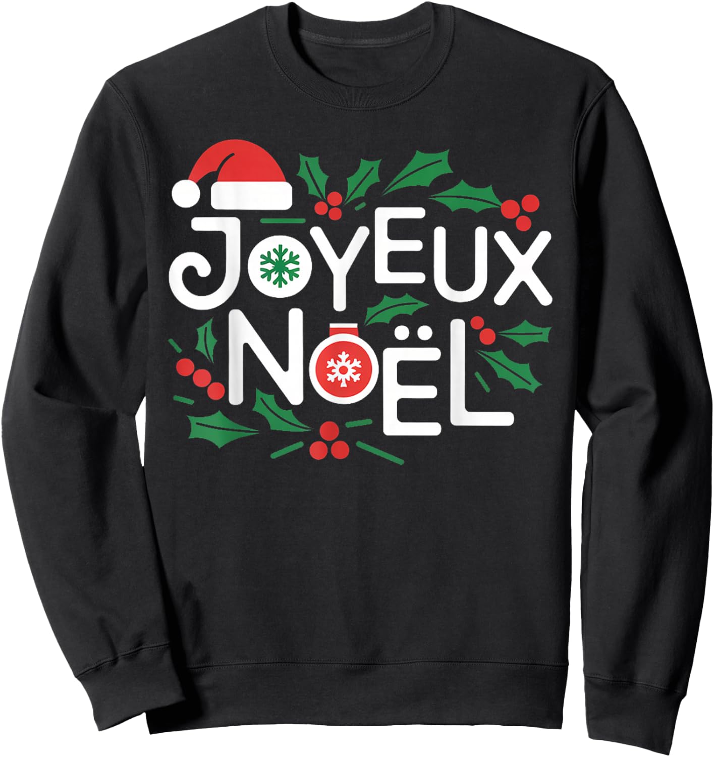 Cute Joyeux Noel Merry Christmas Xmas Holiday French France Sweatshirt - Sweatshirt | Black