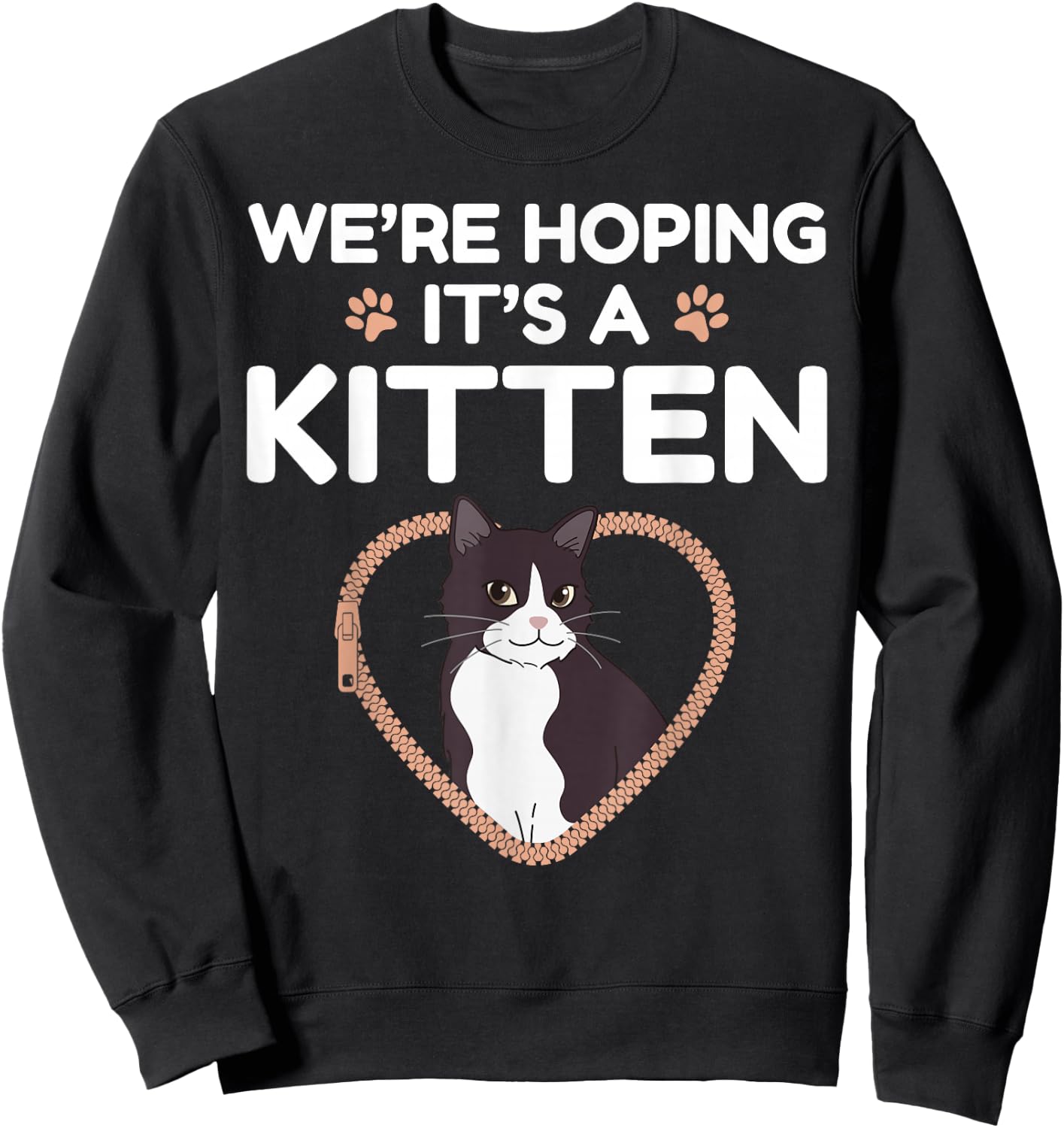 We're Hoping It's A Kitten Cat Pregnancy Announcement Sweatshirt - Sweatshirt | Black