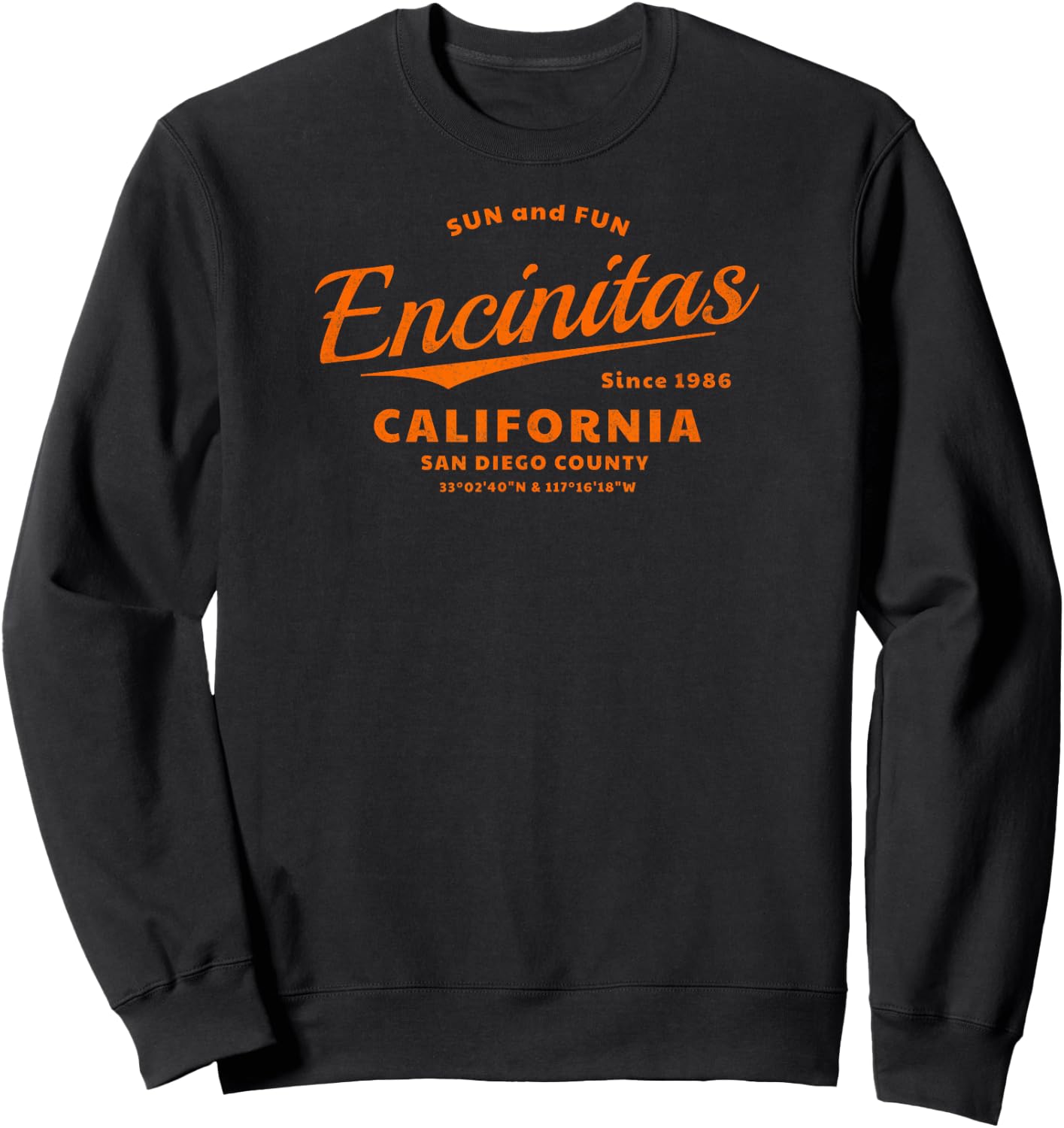 Encinitas California Sun and Fun Sweatshirt - Sweatshirt | Black