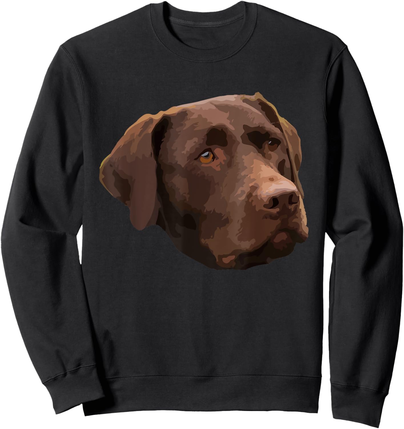Funny Chocolate Lab | Labrador Retriever Dog Head Women Girls Kids Sweatshirt - Sweatshirt | Black
