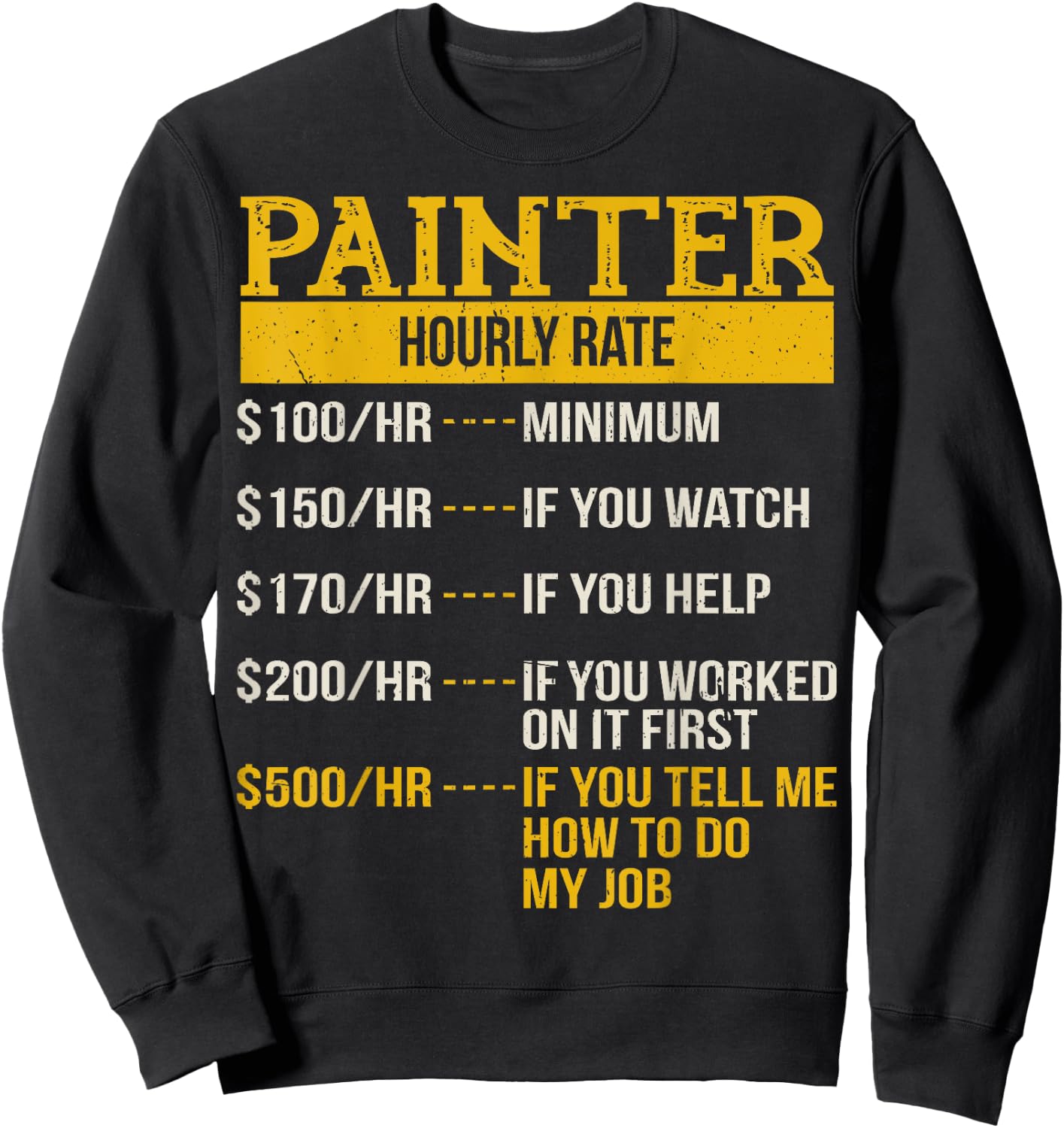 Hourly Rate Shirt for Painters & Decorators Handyman Sweatshirt - Sweatshirt | Black
