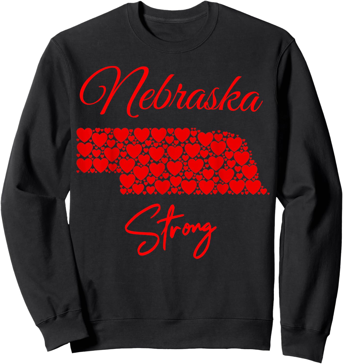 Men's Women's Nebraska-Strong Red Hearts Map Shirt Sweatshirt - Sweatshirt | Black
