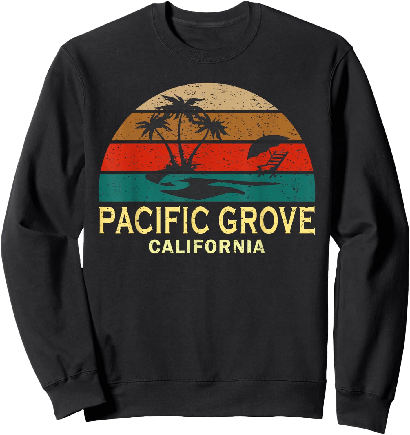 Vintage Retro Sunset Pacific Grove California CA Sweatshirt - Sweatshirt | Black