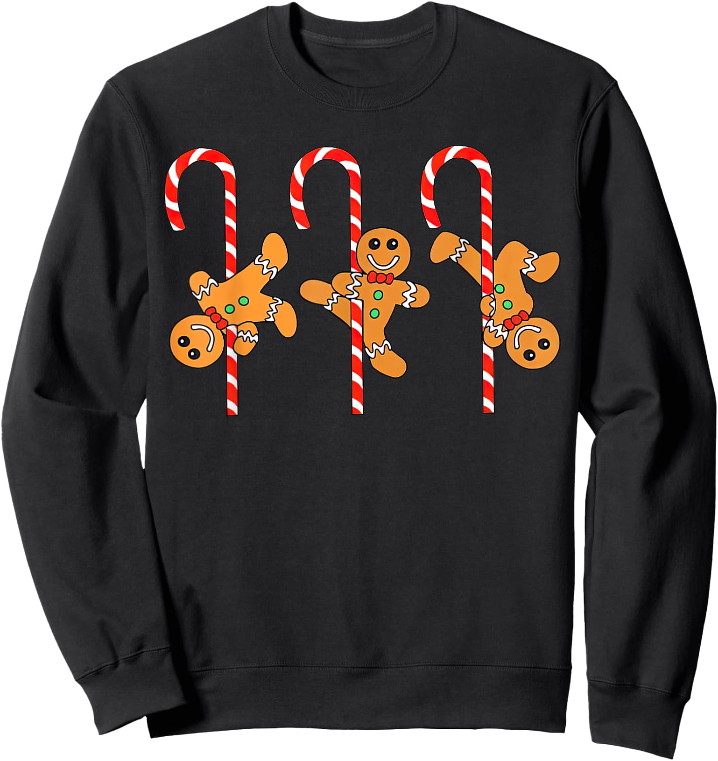 Gingerbread Man Pole Dance Christmas Candy Cane Pole Dancing Sweatshirt - Sweatshirt | Black