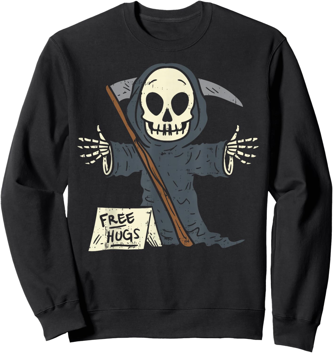 Free Hugs Grim Reaper Funny Pun Scary Halloween Costume Boys Sweatshirt - Sweatshirt | Black