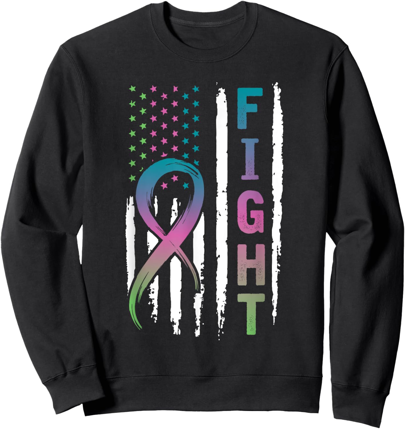 Distressed American Flag Metastatic Breast Cancer Men Sweatshirt - Sweatshirt | Black