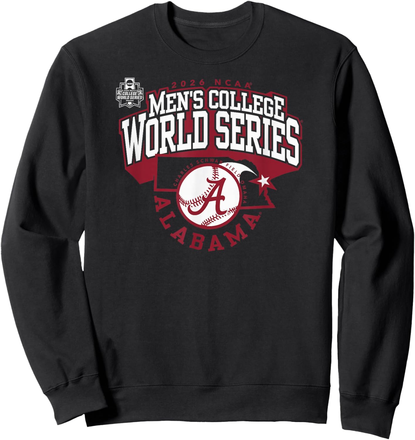 Alabama Crimson Tide College World Series 2026 CWS Baseball Sweatshirt - Sweatshirt | Black