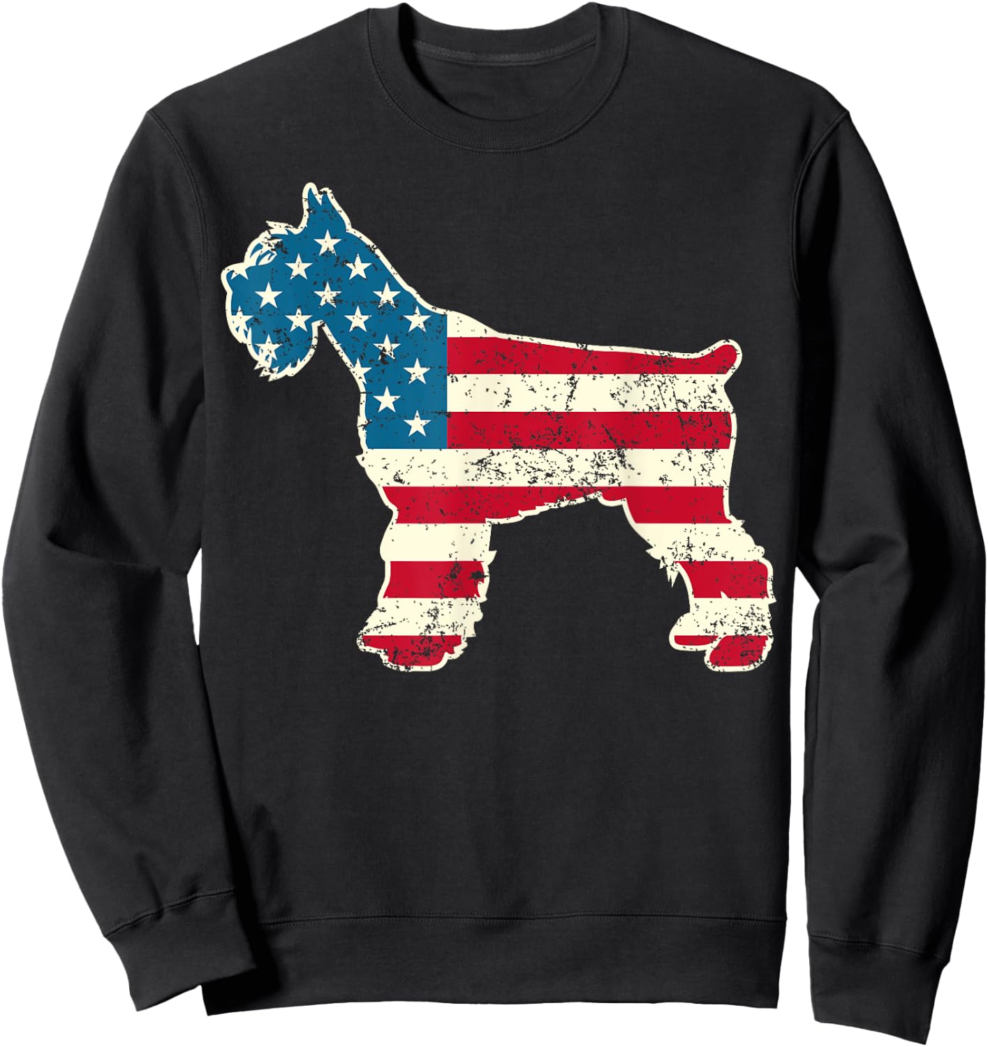 Schnauzer 4th of July Dog Lover Gifts Men USA American Flag Sweatshirt - Sweatshirt | Black