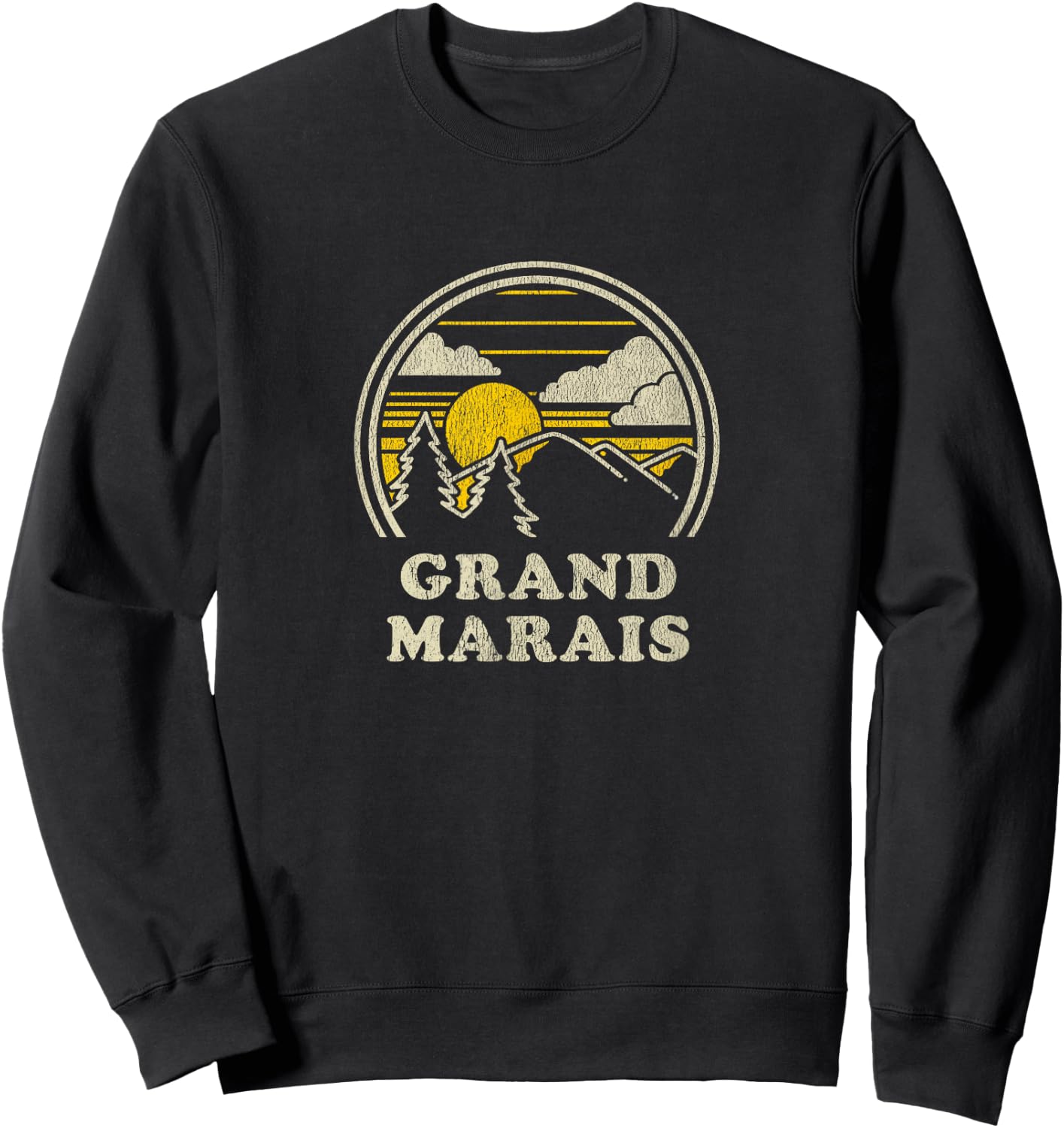 Grand Marais Minnesota MN T Shirt Vintage Hiking Mountains Sweatshirt - Sweatshirt | Black