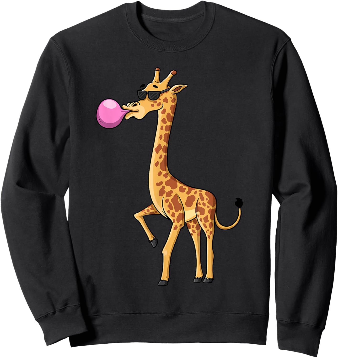 Funny Blowing Bubble Gum Giraffe Animal Lover Chewing Candy Sweatshirt - Sweatshirt | Black