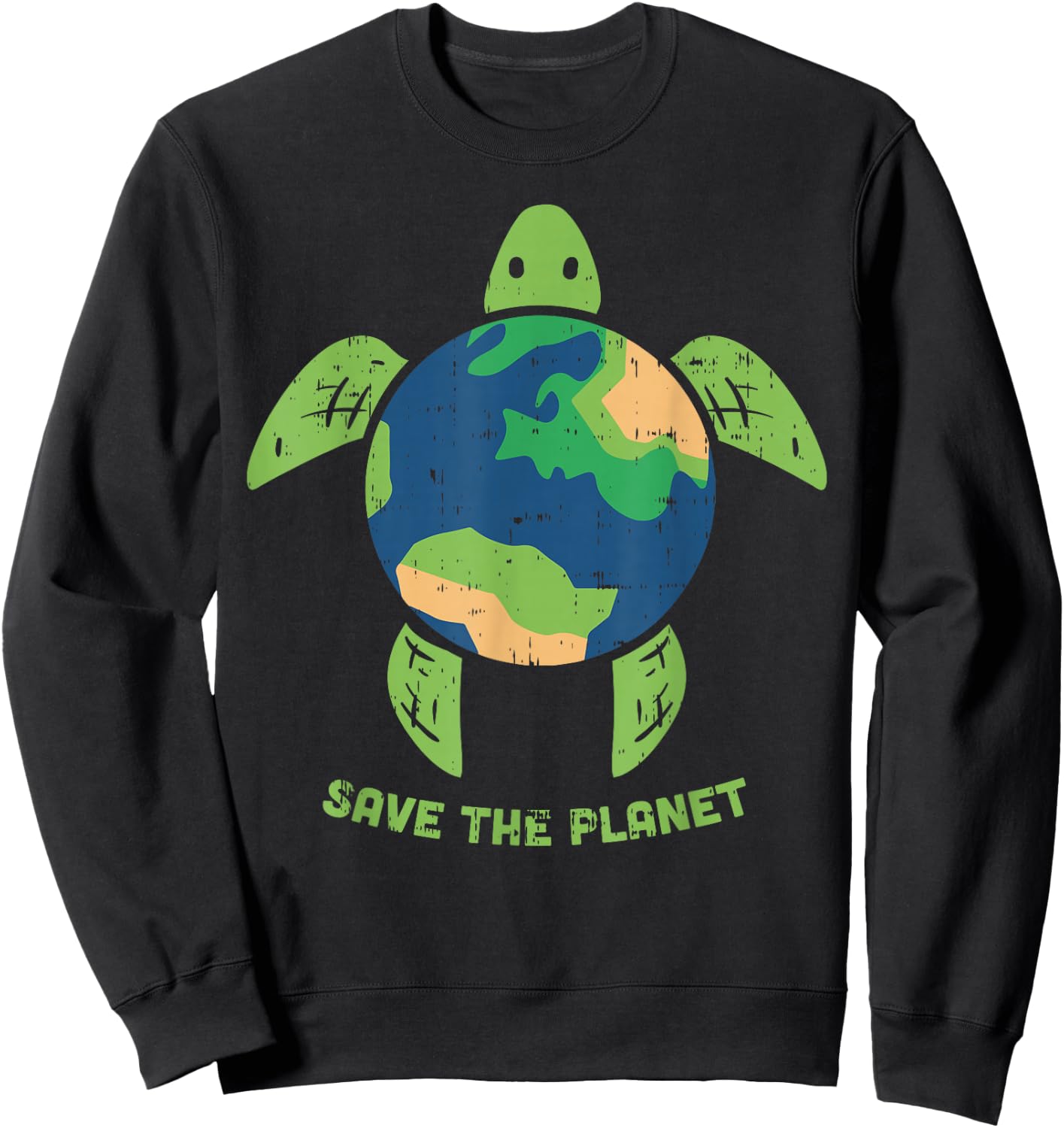 Save The Planet Earth Day Environment Turtle Recycle Ocean Sweatshirt - Sweatshirt | Black