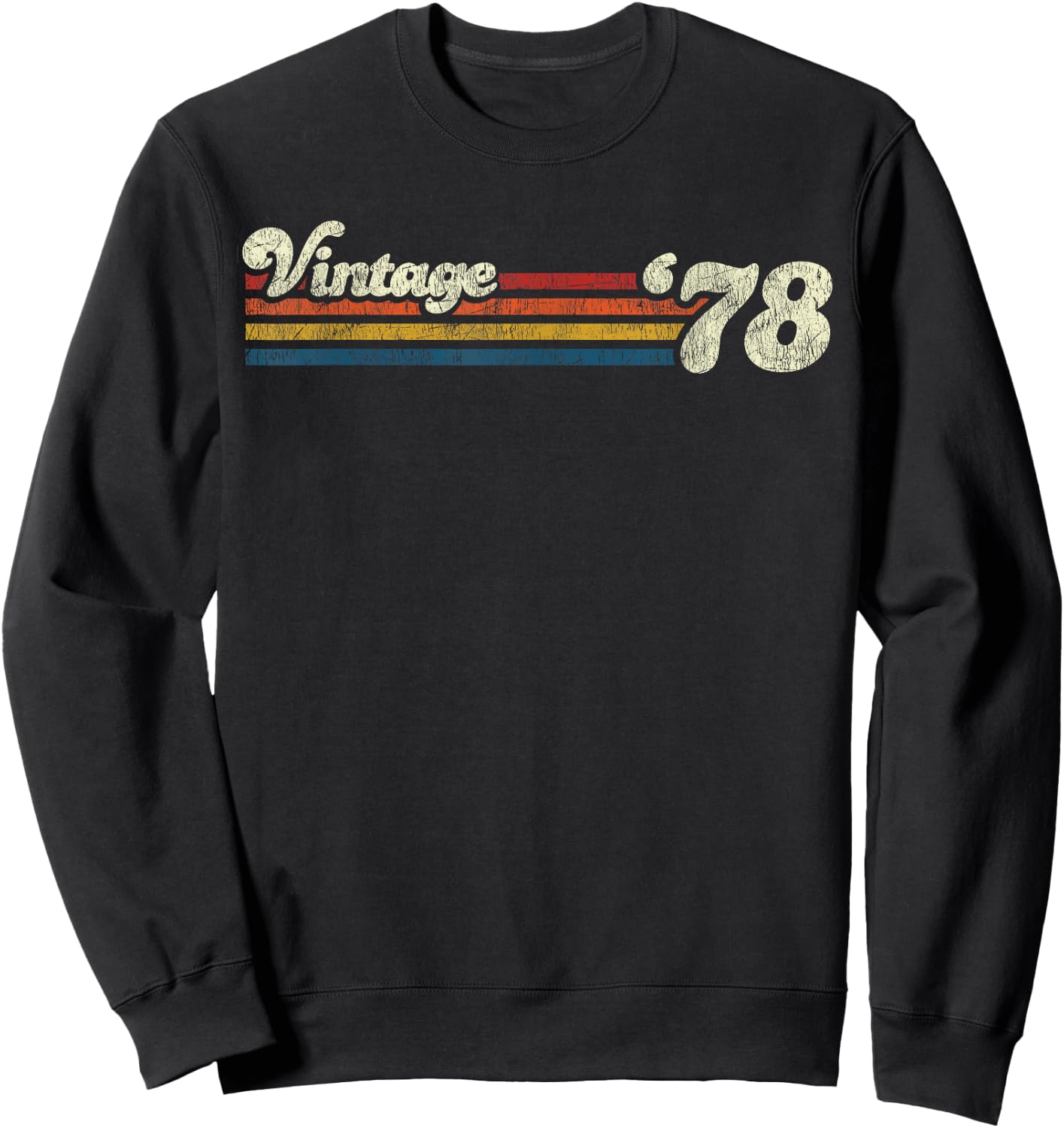 Vintage 1978 Chest Stripe Birthday Sweatshirt - Sweatshirt | Black