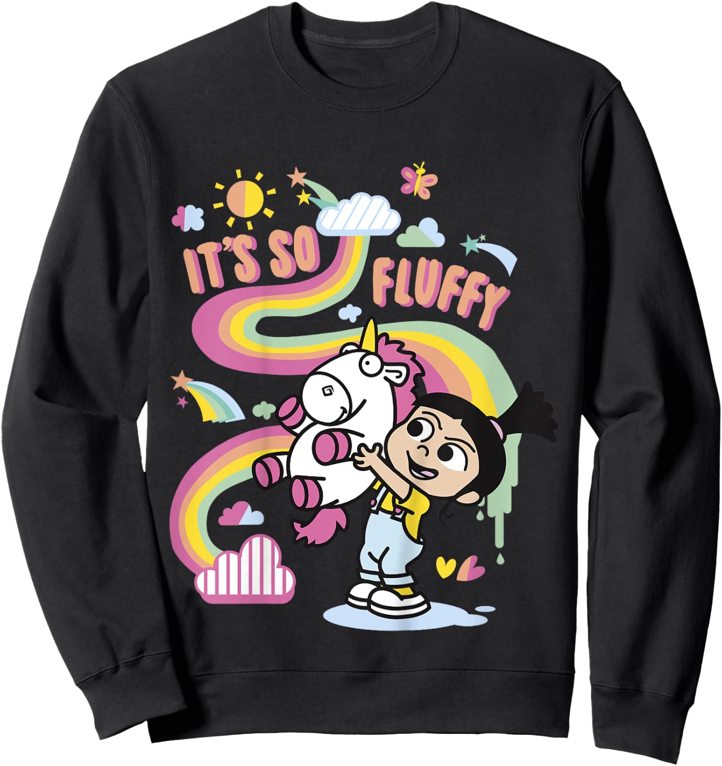 Despicable Me Minions Agnes Unicorn Rainbow Graphic Sweatshirt - Sweatshirt | Black