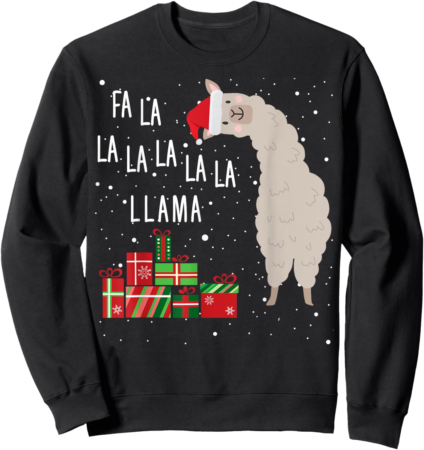 Fa La La Llama Funny Llama Christmas Sweatshirt - Sweatshirt | Black