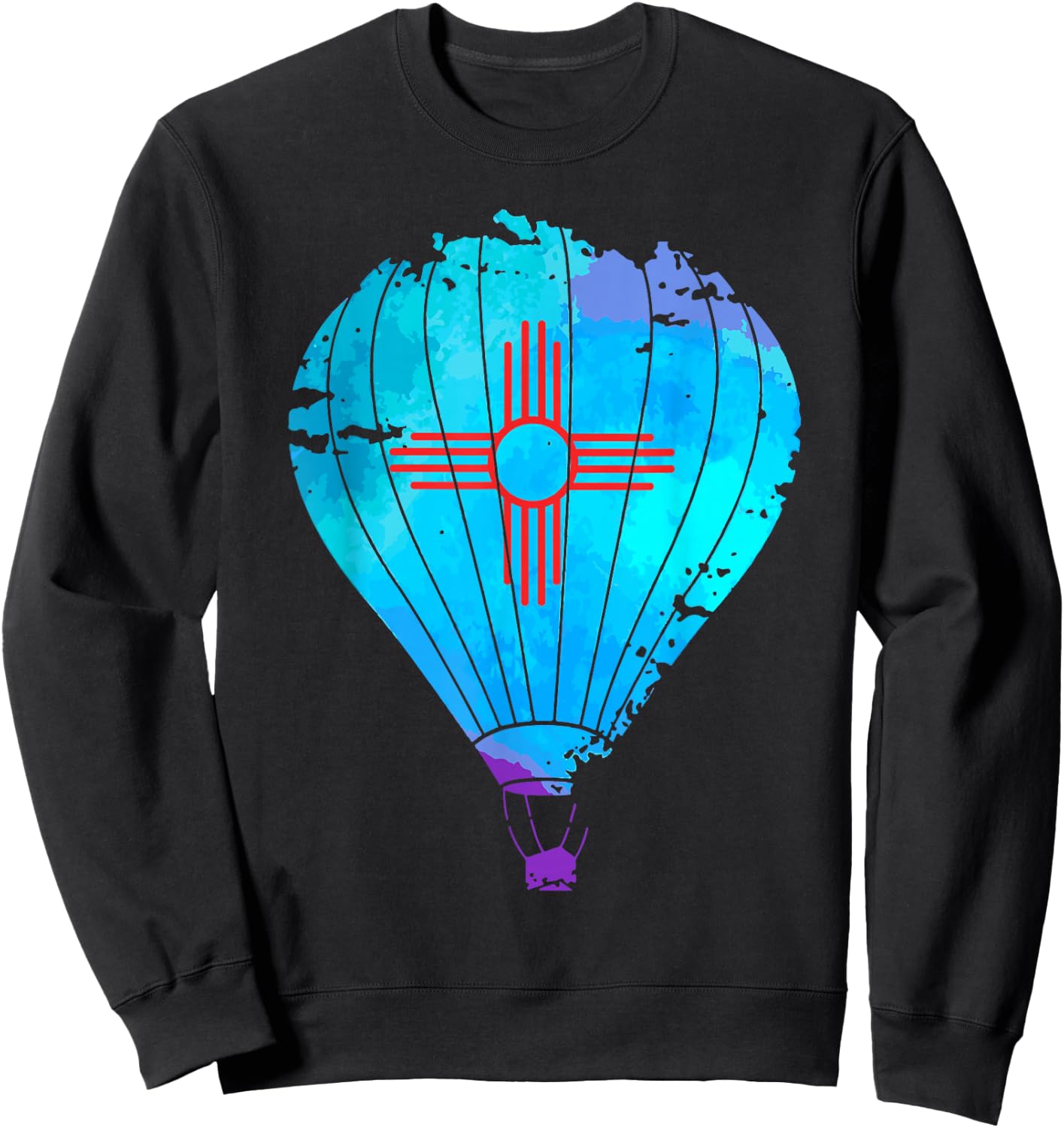 New Mexico Festival Hot Air Balloon Zia Gift T Shirt Sweatshirt - Sweatshirt | Black