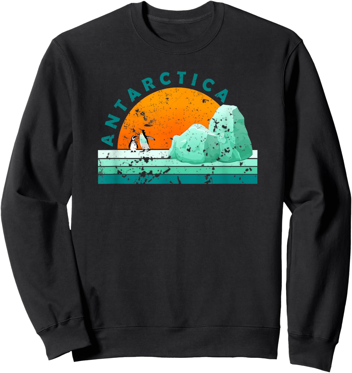 Bethcentral Vacation Gifts Antarctica - Tourist Vintage Vacation Black Small Retro Graphic Sweatshirt - Sweatshirt | Black