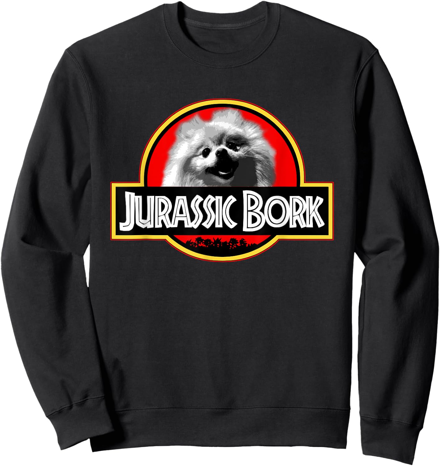KBX Jurassic Bork Doggo Pomeranian Funny - Black, Adult, , Short Sleeve, Classic Fit, Small Sweatshirt - Sweatshirt | Black