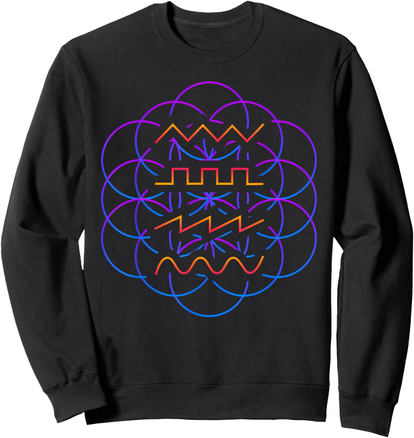 Psychedelic Audio Waveform Synthesizer Sweatshirt - Sweatshirt | Black