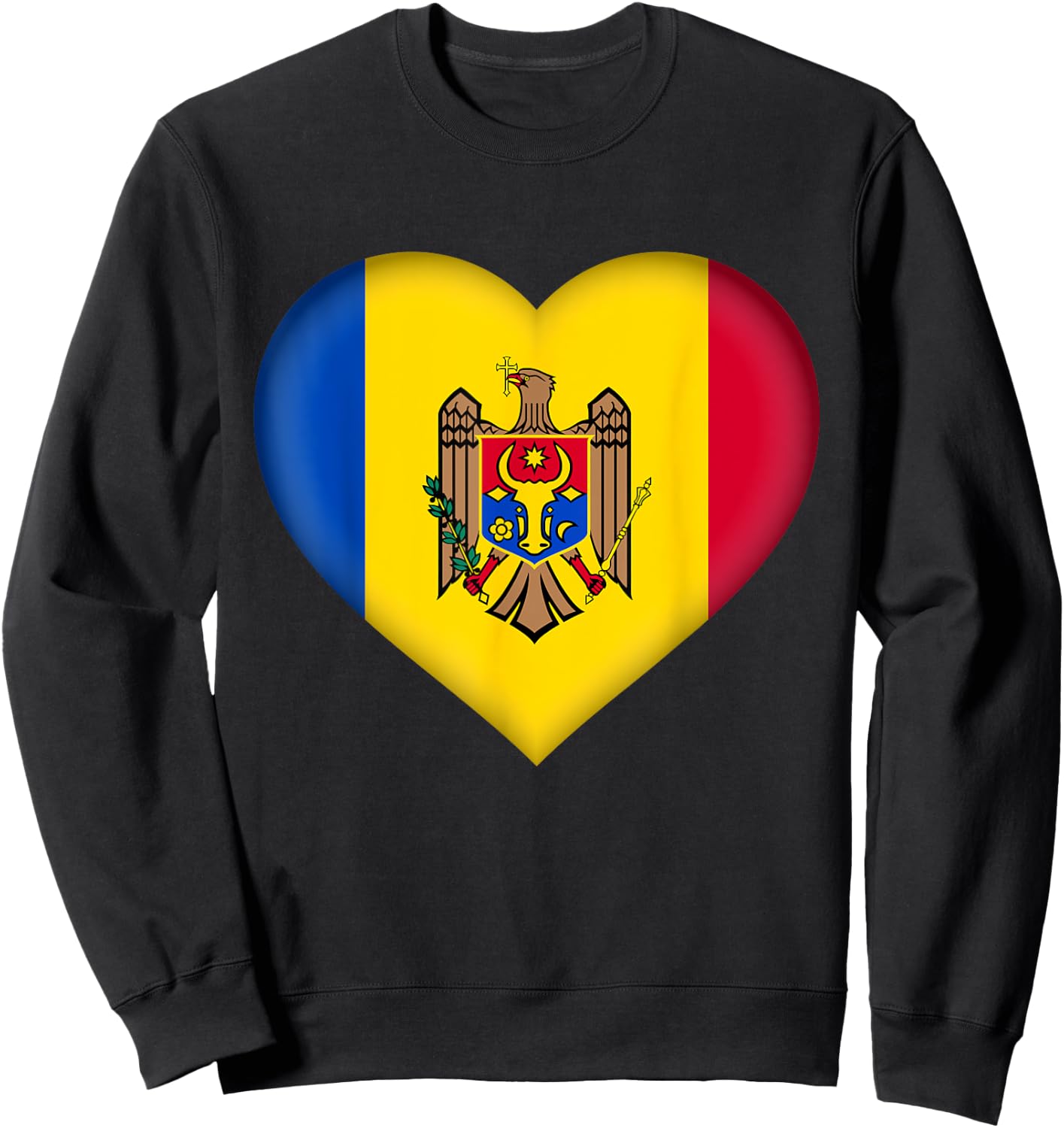 I Love Moldova | Moldovan Flag Heart Outfit Sweatshirt - Sweatshirt | Black