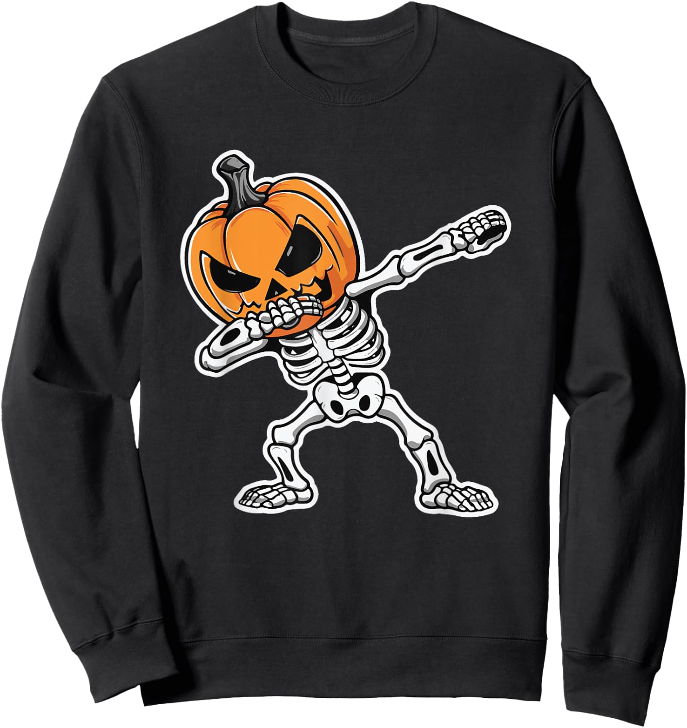 Dabbing Skeleton Jack O Lantern Pumpkin Halloween Sweatshirt - Sweatshirt | Black