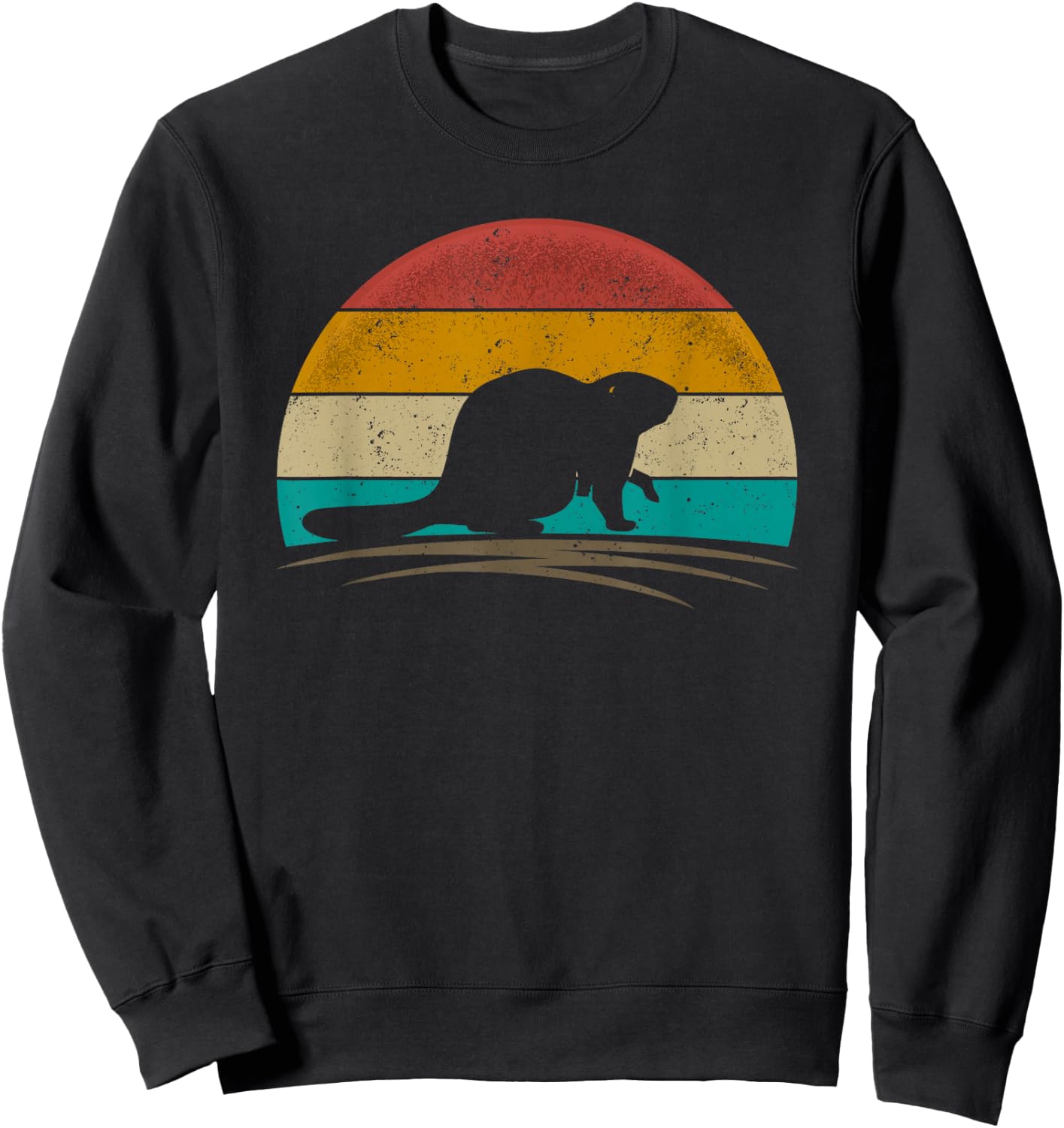 Beaver Retro Vintage Castor Rodent Animal Beaver Lover Sweatshirt - Sweatshirt | Black