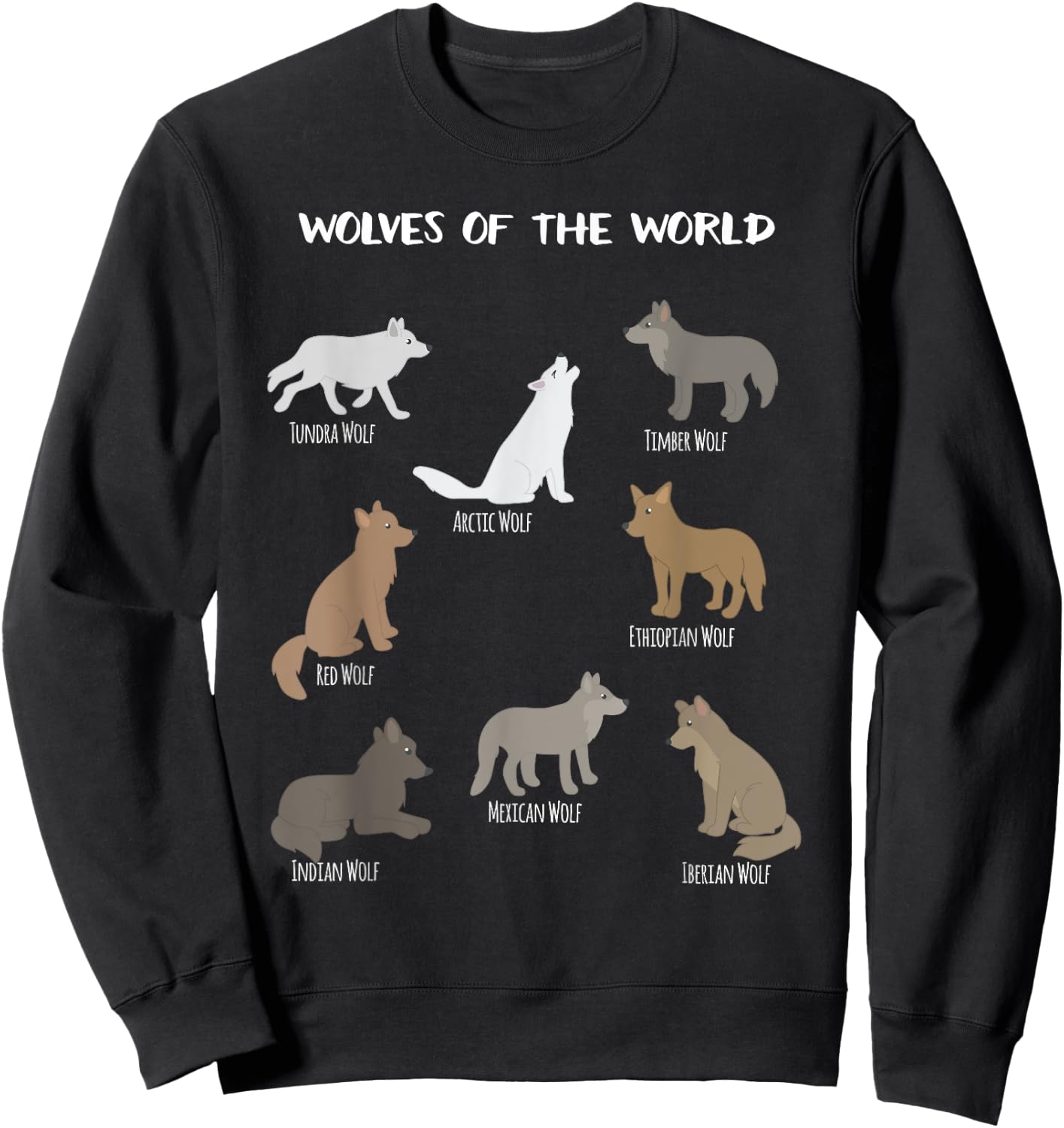 Wolves Of The World Educational Wolf Gift Sweatshirt - Sweatshirt | Black
