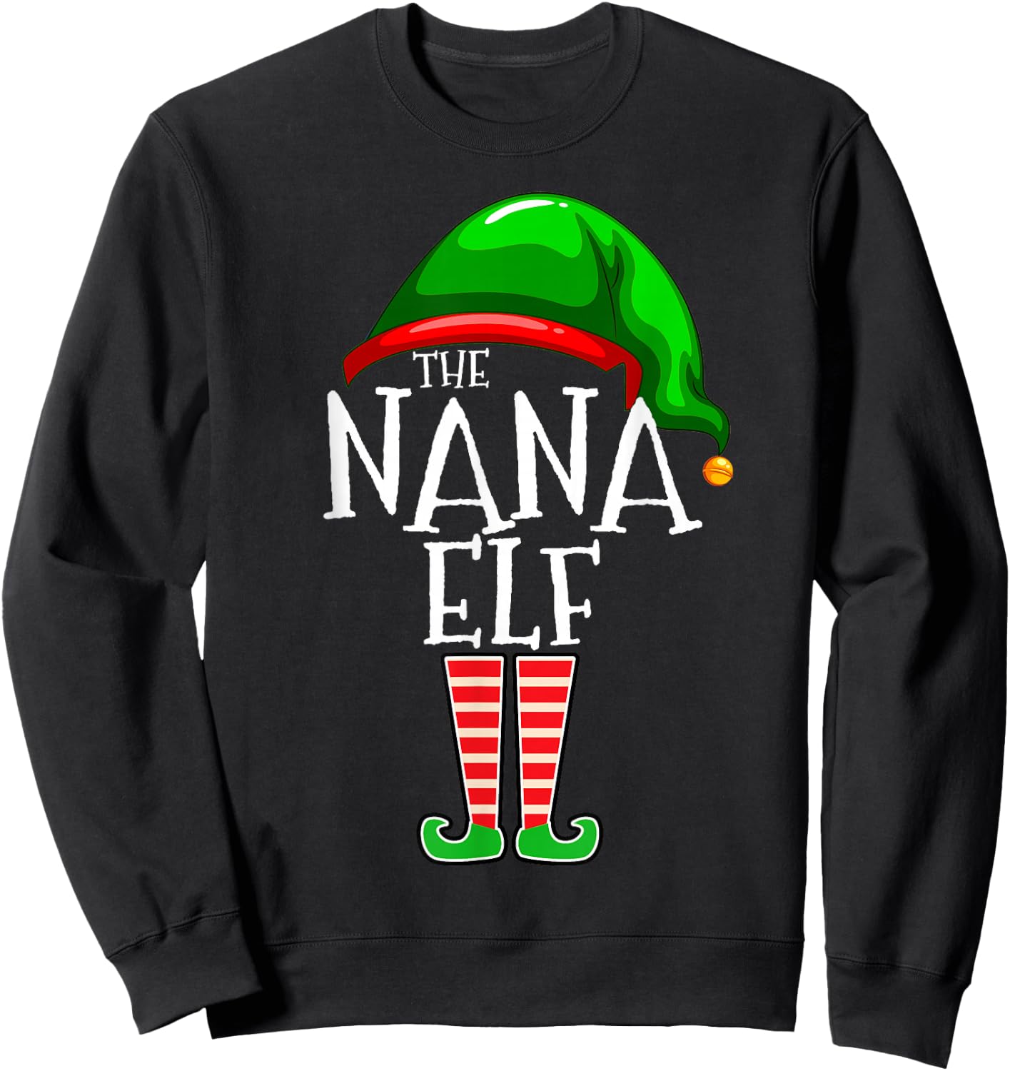 The Nana Elf Family Matching Group Christmas Grandma Sweatshirt - Sweatshirt | Black
