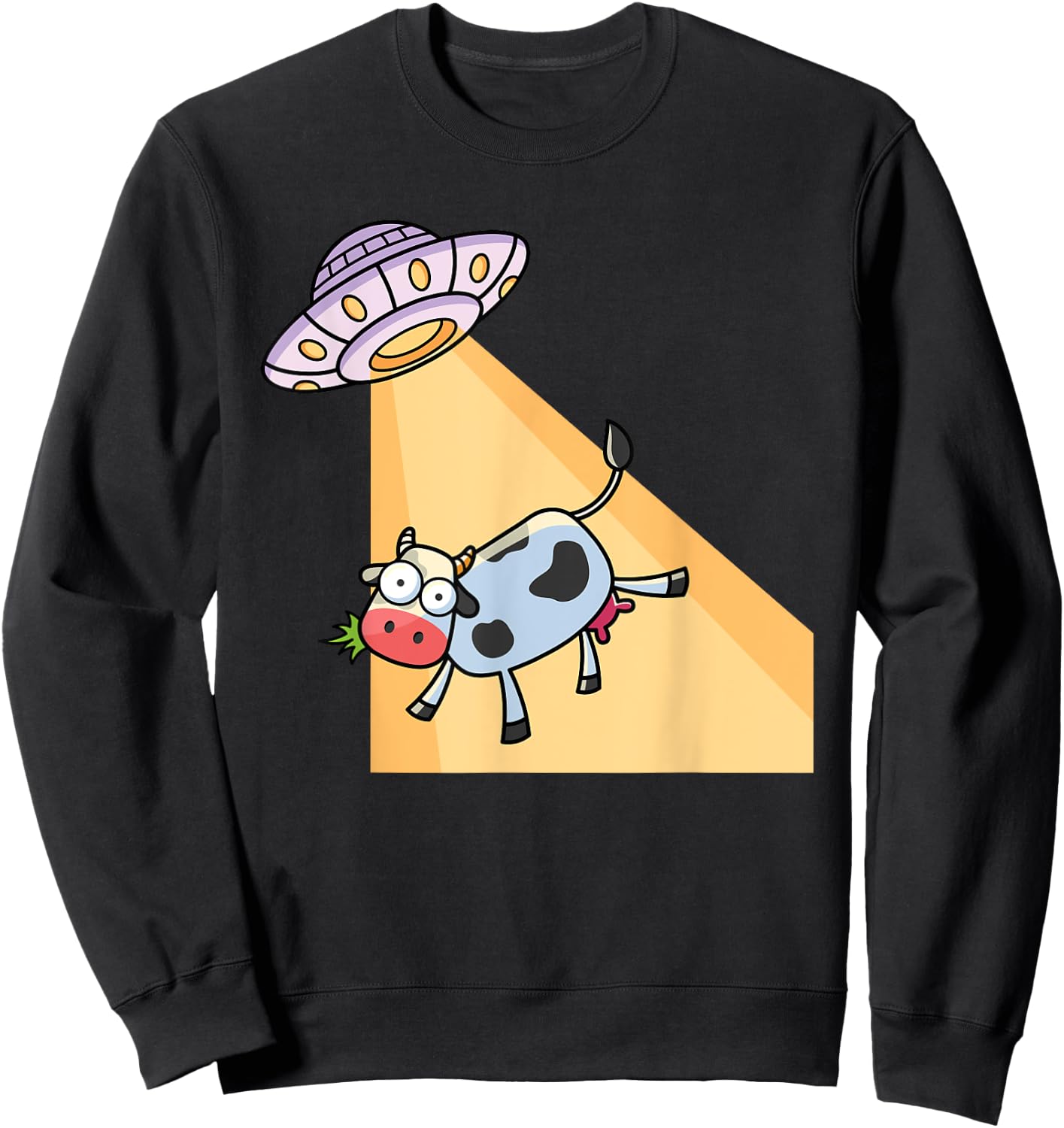 Cow UFO Alien Abduction Farm Animal Cow Lover Sweatshirt - Sweatshirt | Black