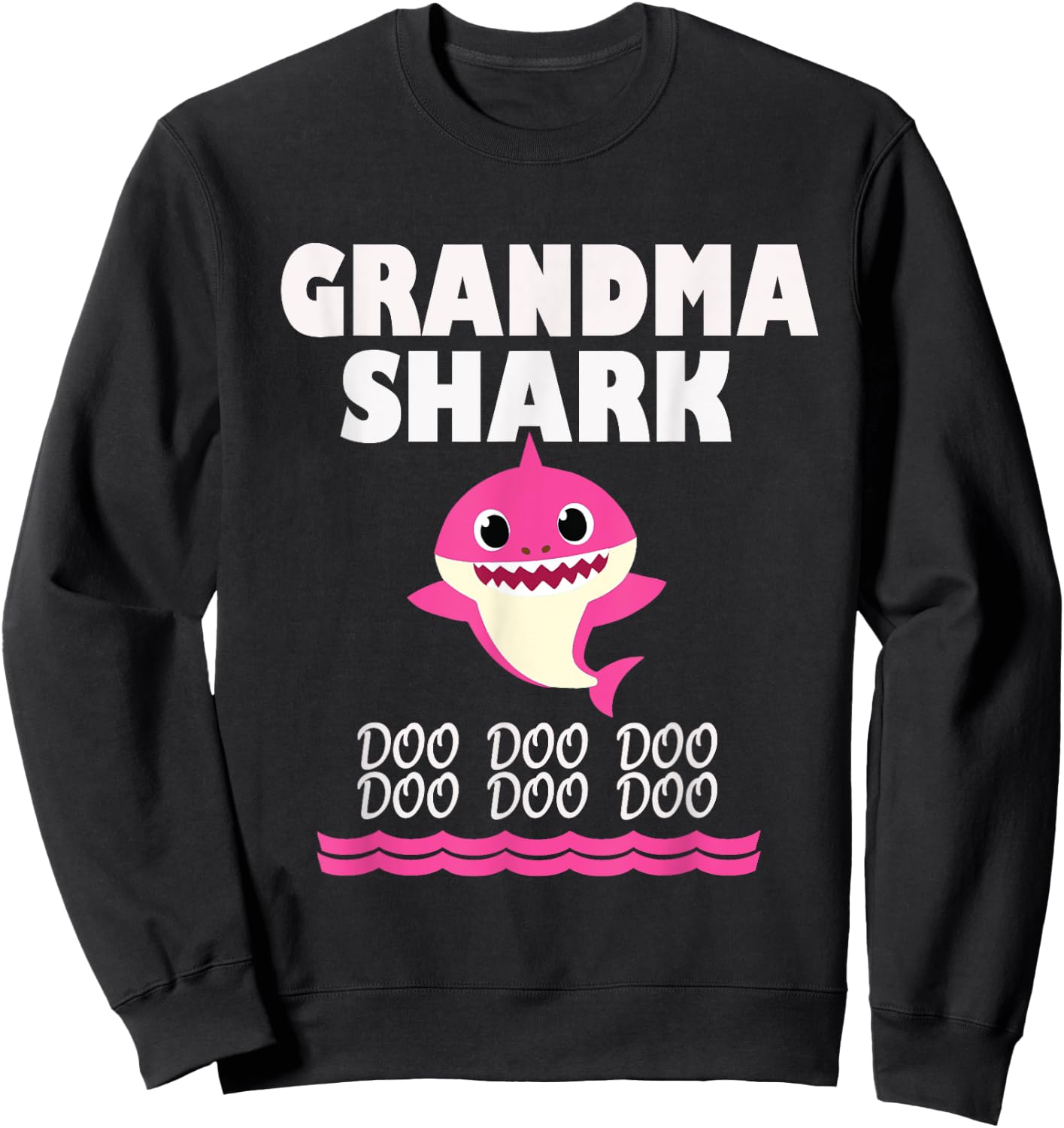 Funny Grandma shark Gift grandma Sweatshirt - Sweatshirt | Black