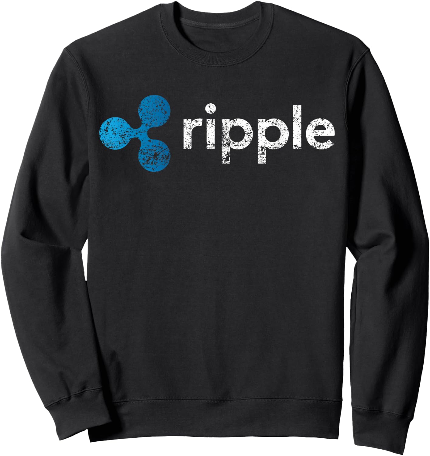 Ripple To-The-Moon! Rocket Graphic XRP Crypto -Adults Black Small Modern Short Sleeve Cotton Blend Sweatshirt - Sweatshirt | Black