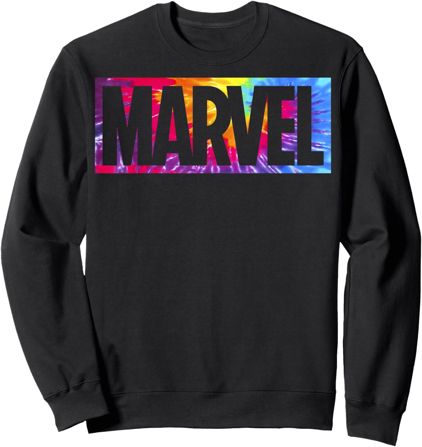 Marvel Tie Dye Box Logo Typographic Sweatshirt - Sweatshirt | Black