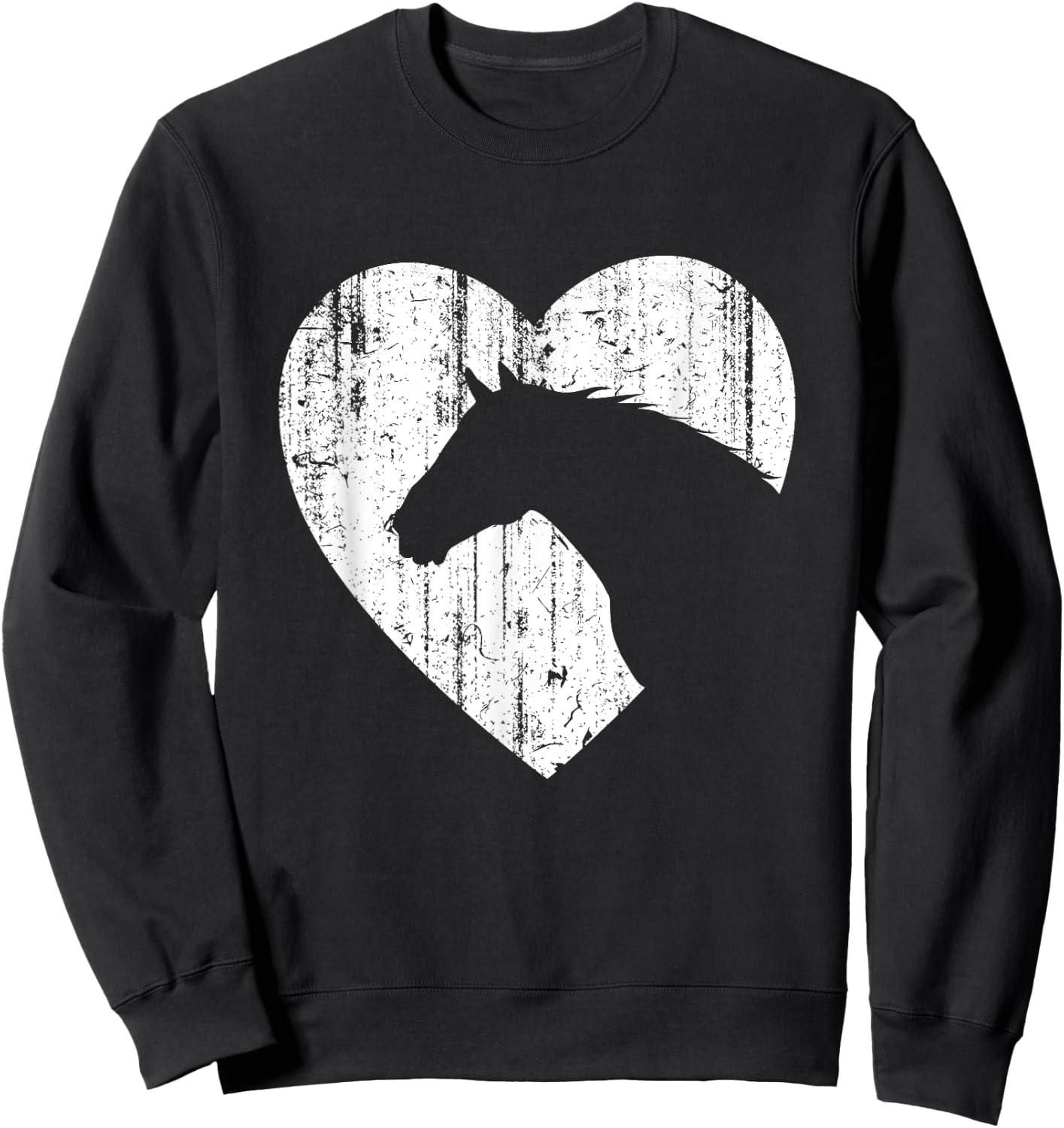 Horse Heart Silhouette For Cowgirl Equestrian Graphic Print Sweatshirt - Sweatshirt | Black