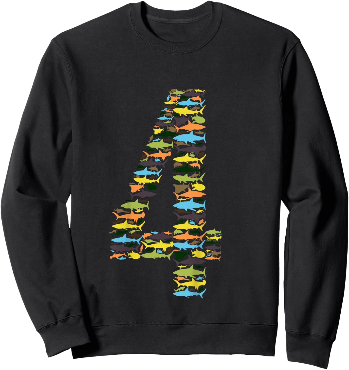 Types Of Sharks Birthday For 4 Year Old Boys & Girls Sweatshirt - Sweatshirt | Black
