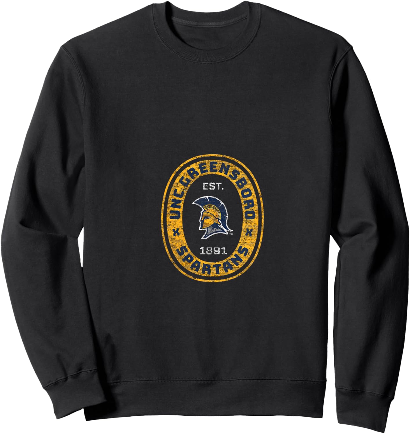 Women's UNC Greensboro UNCG Spartans Retro Crest Seal V-Neck Sweatshirt - Sweatshirt | Black