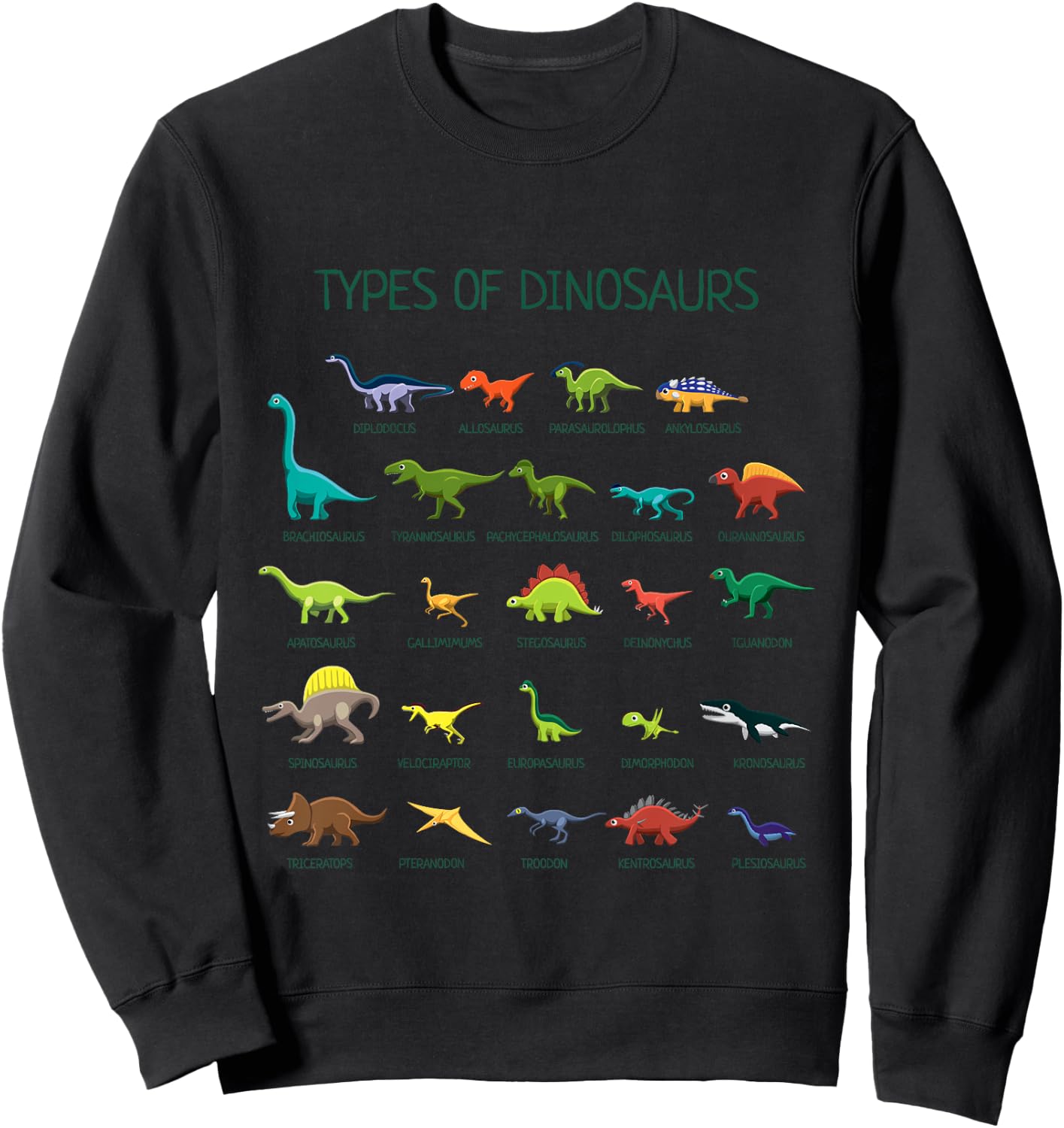 Types of Dinosaurs Dino Identification Sweatshirt - Sweatshirt | Black