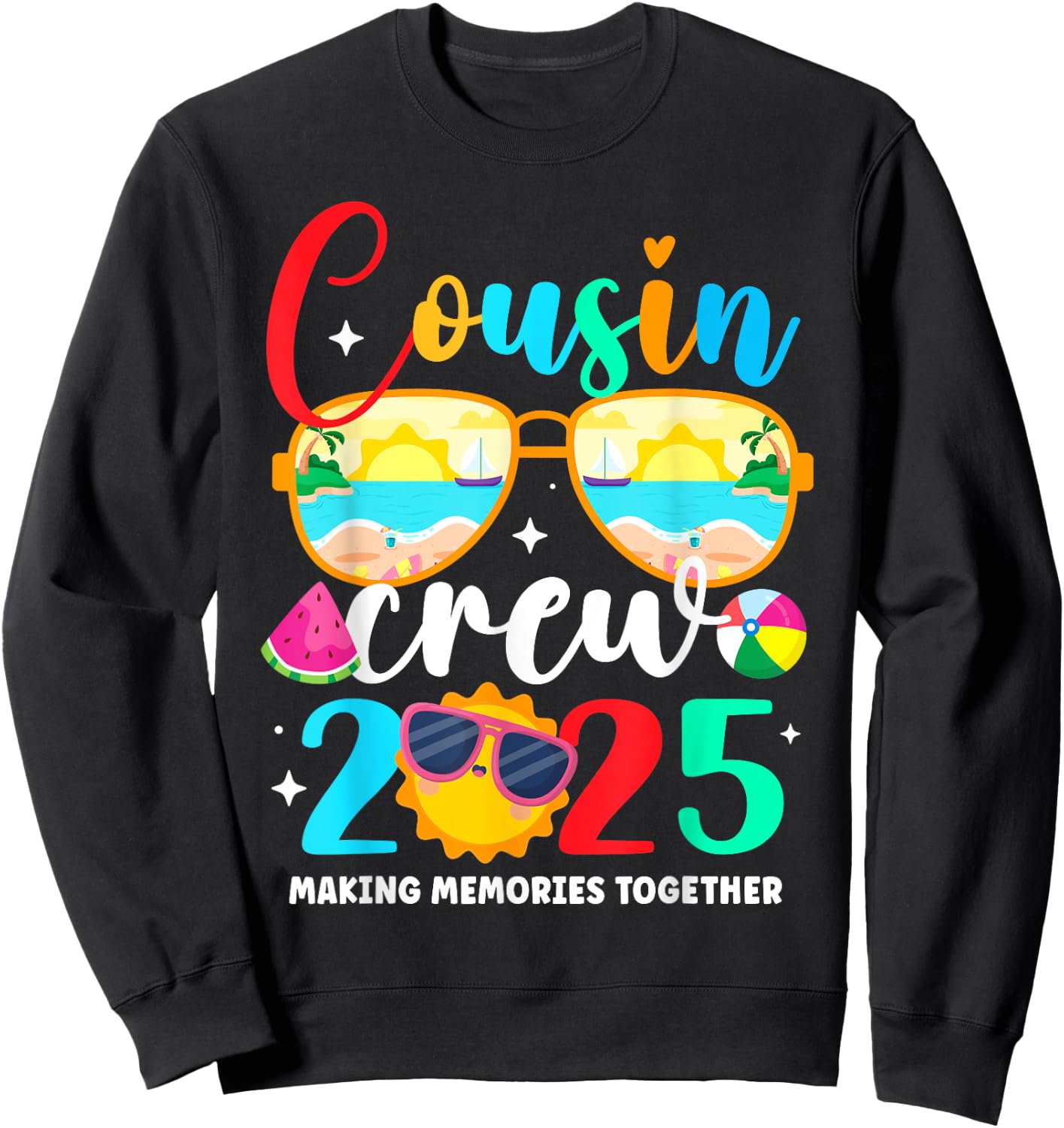 Cousin crew 2025 Summer Vacation Beach Family Trips Matching Sweatshirt - Sweatshirt | Black