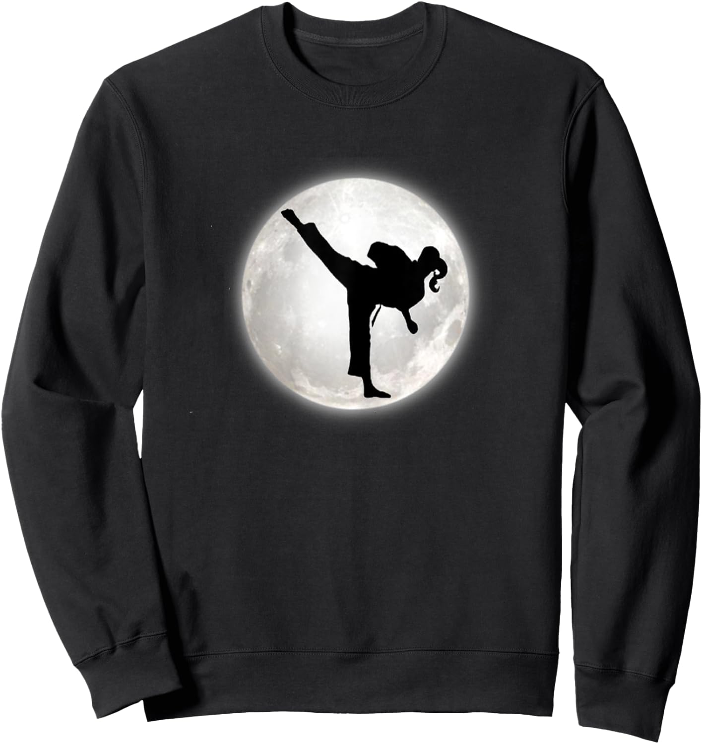 Taekwondo Girl in the Moon for Girls The Kick Sweatshirt - Sweatshirt | Black