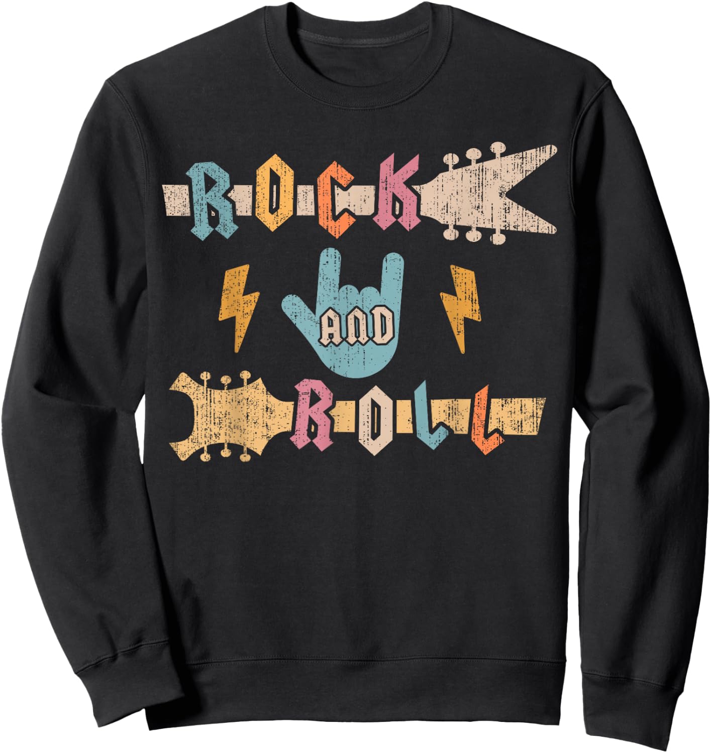 Kids Rock And Roll Vintage Design Concert Band, Rock Music Sweatshirt - Sweatshirt | Black